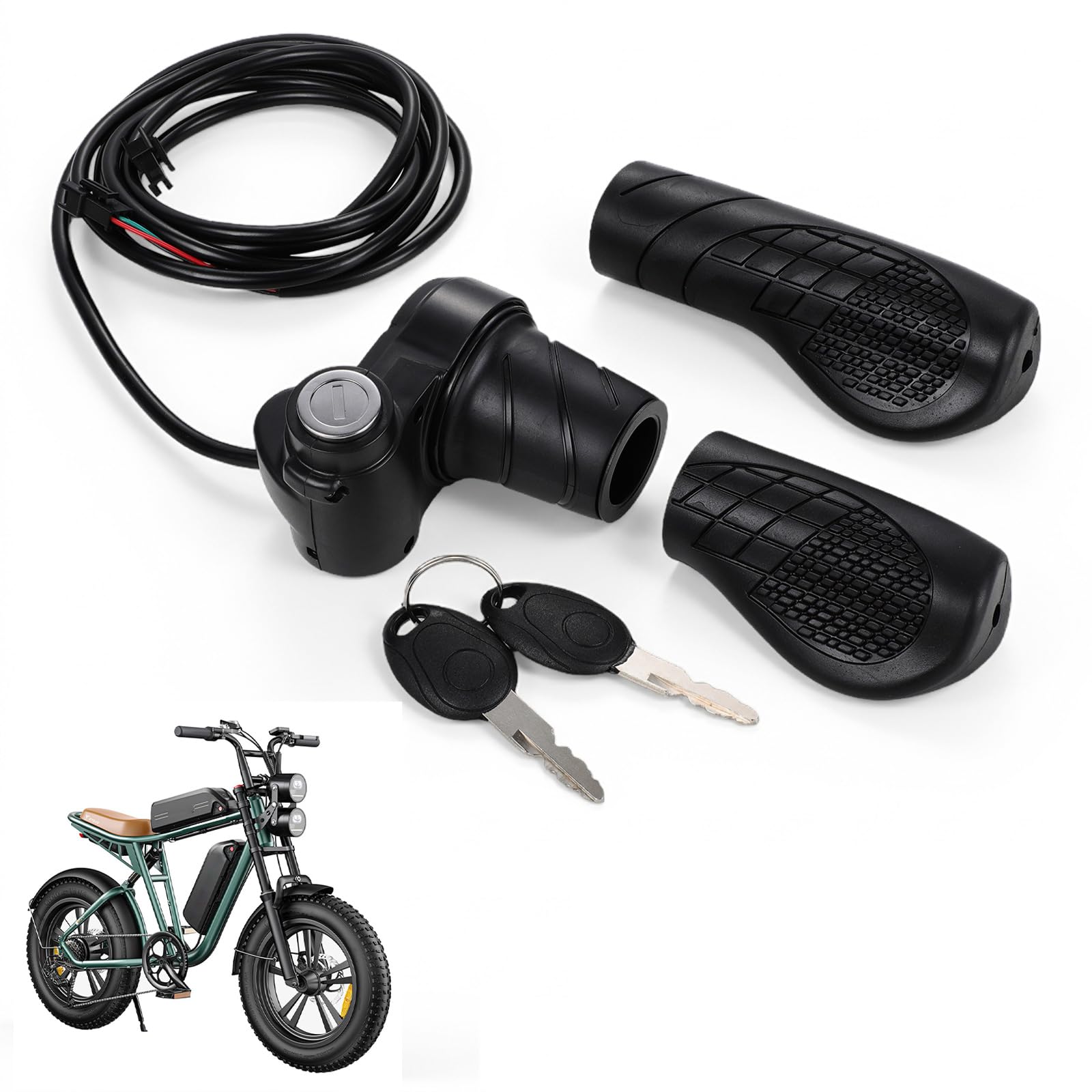 Acceleratore E-Bike per Engwe, Manopola Acceleratore Moto con Cavo per Engwe M20 Bici Elettrica Fat Bike