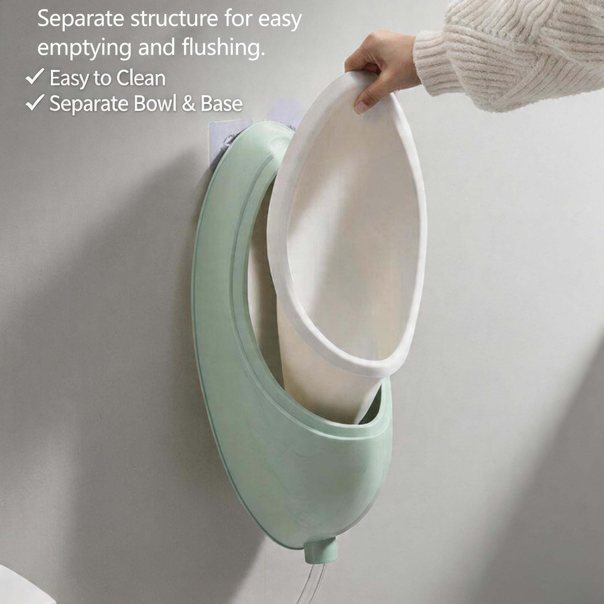 Wasserloses Urinal für Herren, Verdicktes, vertieftes Urinal, Tragbares PP-Urinal mit herausnehmbarem Auffangbehälter, Für Garage, Außenbereich, Garten und Werkstatt(Green)