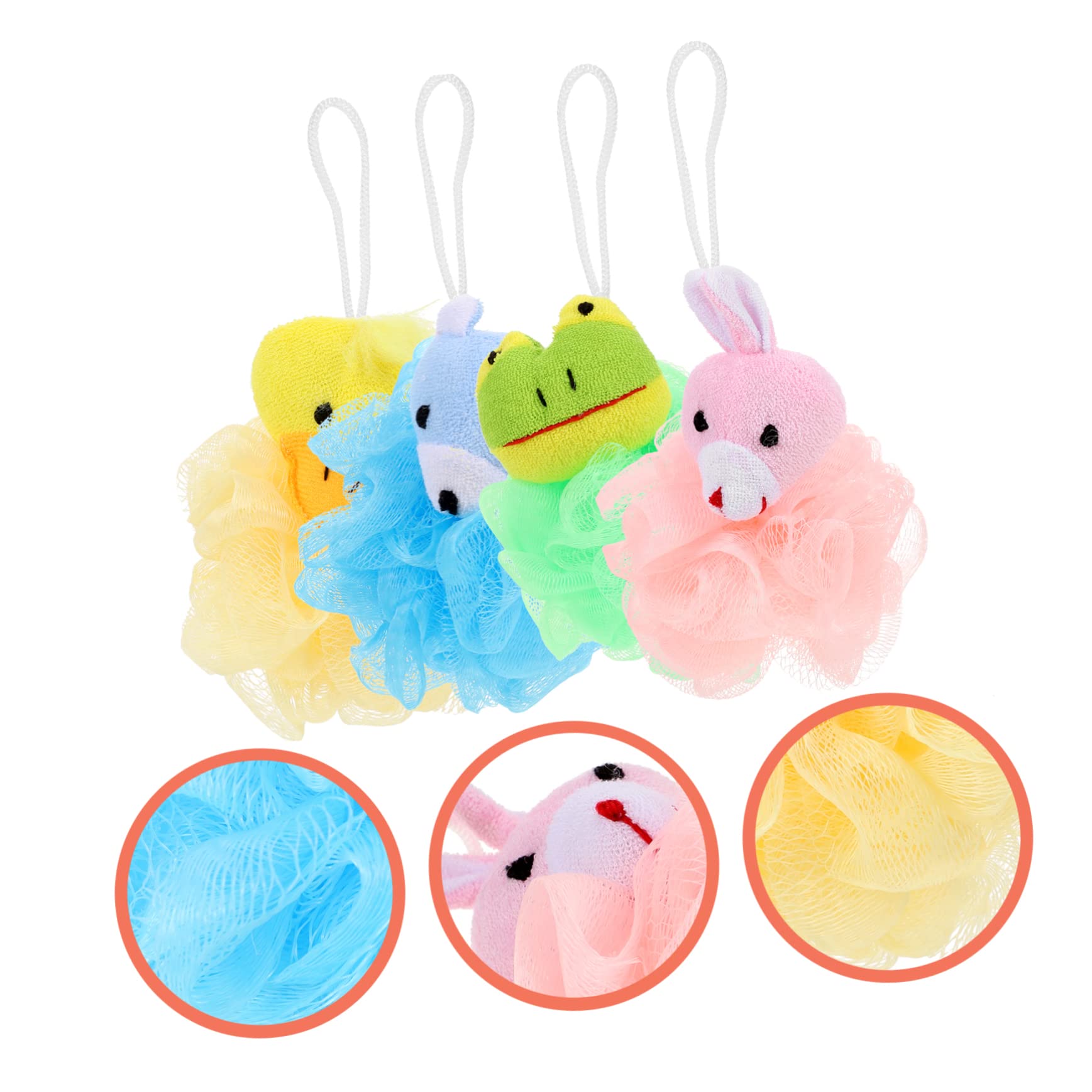 FRCOLOR 3 Set Di Spugne Da Doccia Per Ragazze E Set Di Spugne Da Bagno A Forma Di Luffa Esfoliante Per Bambini 4 Pezzi*3