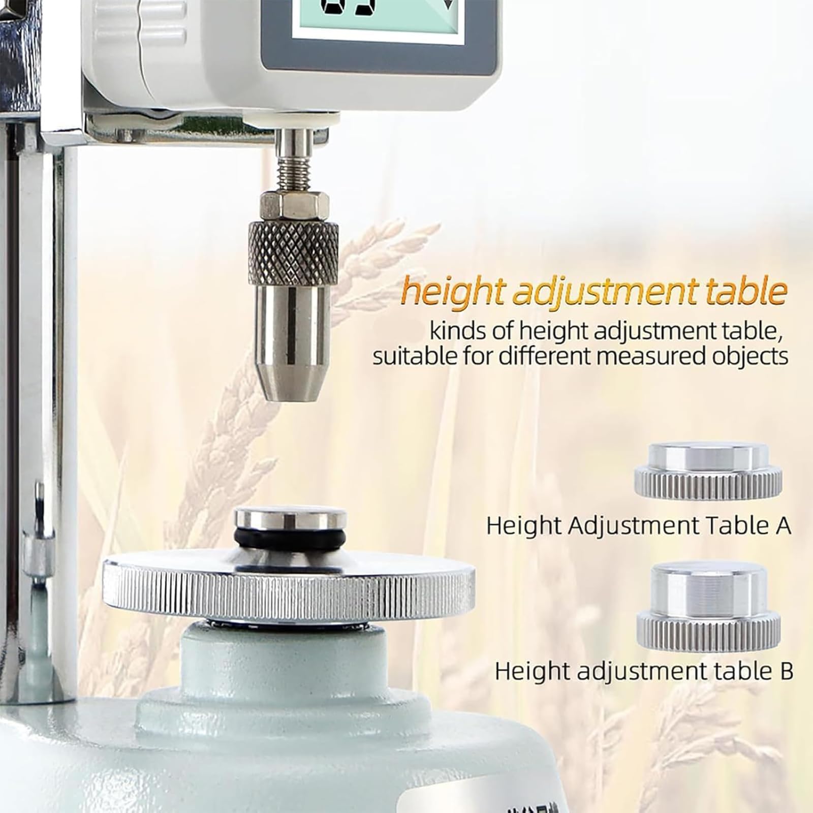 Probador digital de dureza de grano con pantalla LCD, 2 unidades y 3 métodos de medición, precisión ± 2%, ideal para investigación agrícola y control de calidad