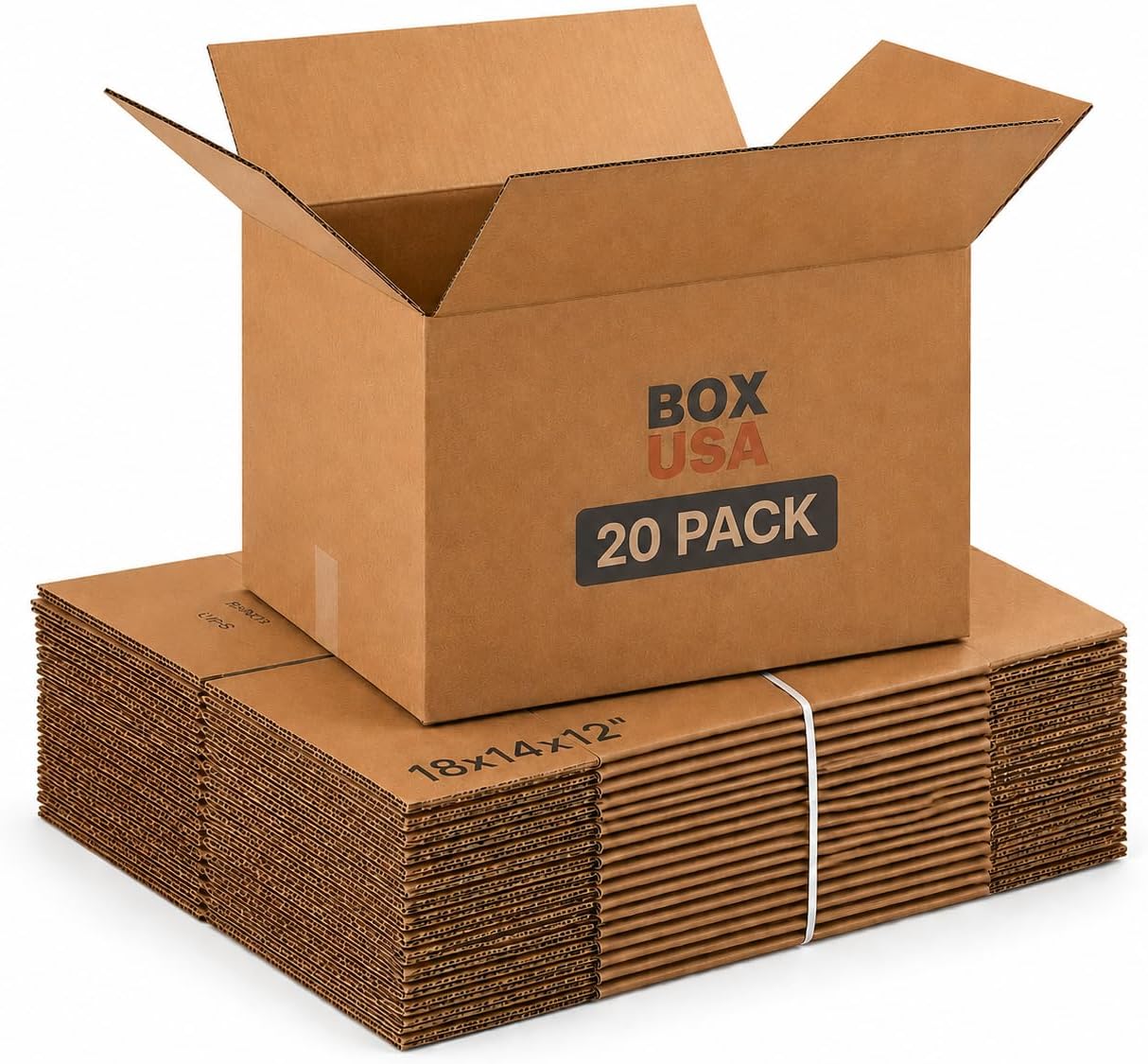 BOX USA Medium Moving Boxes 18"L x 14"W x 12"H 20-Pack - Corrugated Cardboard Box for Shipping, Mailing, Packing, Packaging and Storage