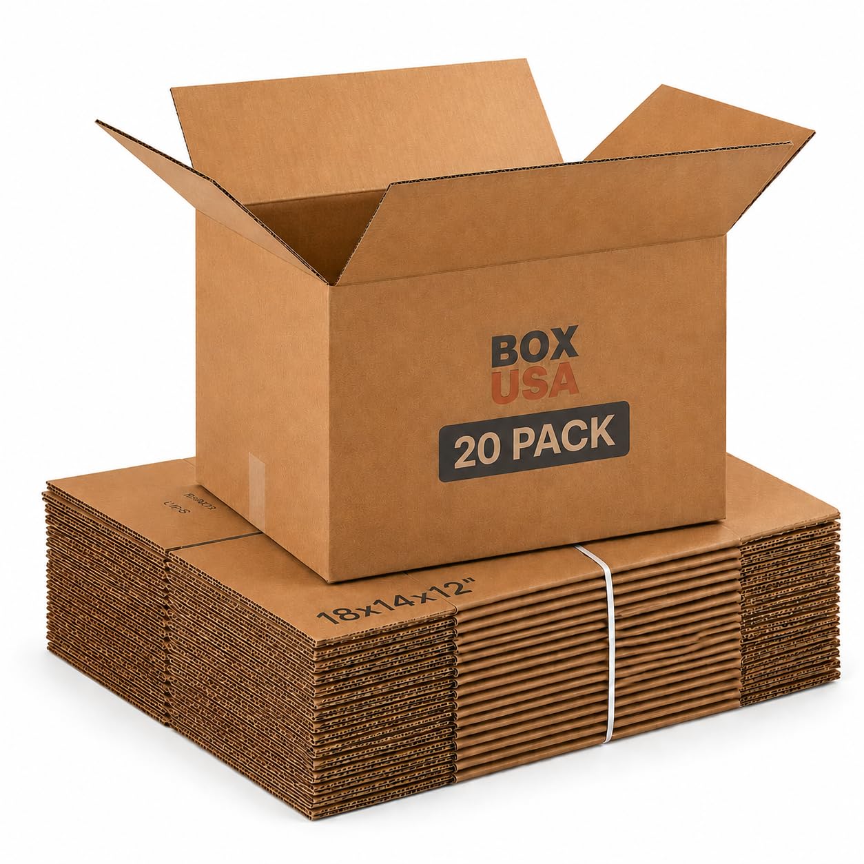 BOX USA Cajas de mudanza medianas de 18 pulgadas de largo x 14 pulgadas de ancho x 12 pulgadas de alto, paquete de 20 unidades | Caja de cartón corrugado para envío, correo, embalaje, embalaje y