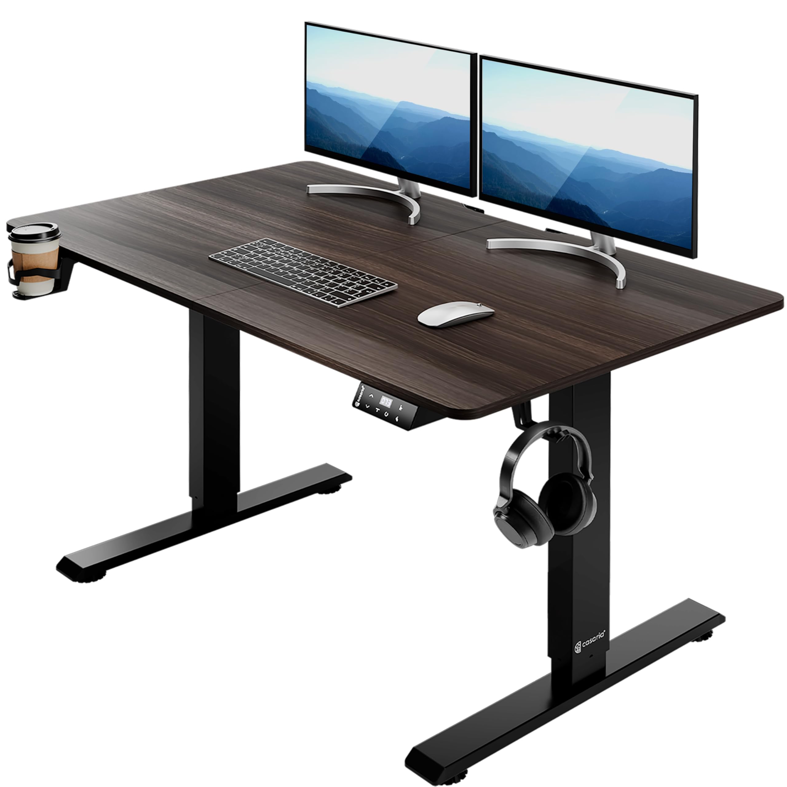 Casaria Scrivania Regolabile in Altezza Ergonomica 2 Promemoria Timer max. 120kg Portabevande