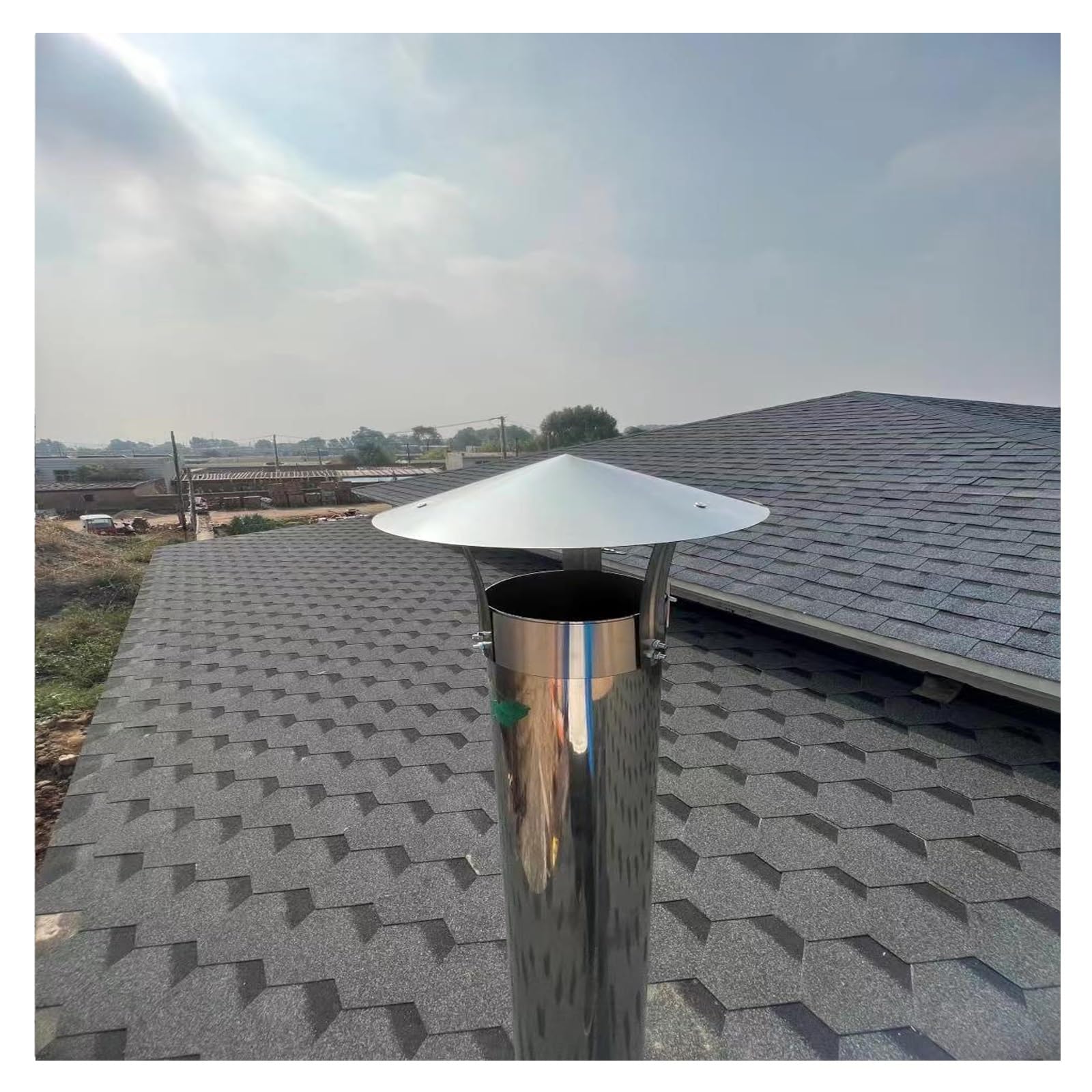 LMMIAOZ Stainless Steel Chimney Cap - Weatherproof Cone Top Flue Cowl for Rain and Snow Protection, Round Exhaust Vent Cover