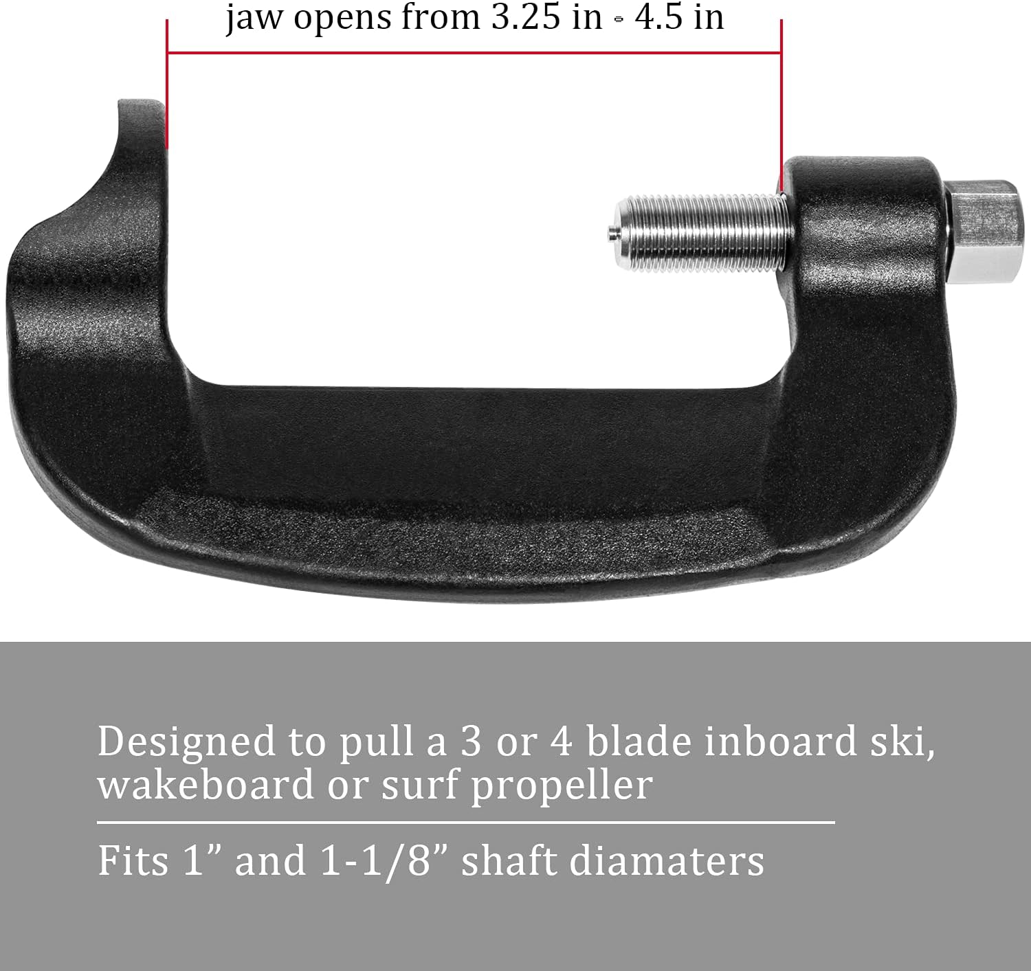Inboard Propeller Puller C Clamp Puller for Ski & Wakeboard Propellers Fits 1" to 1-1/8" Shaft