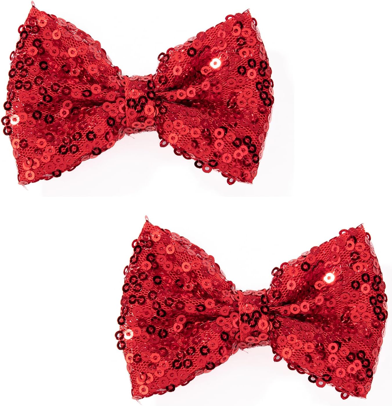Love Fairy 3-Inch Glitter Bow Hairpin - Sparkling Sequin Bow Tie Hair Clip for Girls,Teens, and Women (Red)