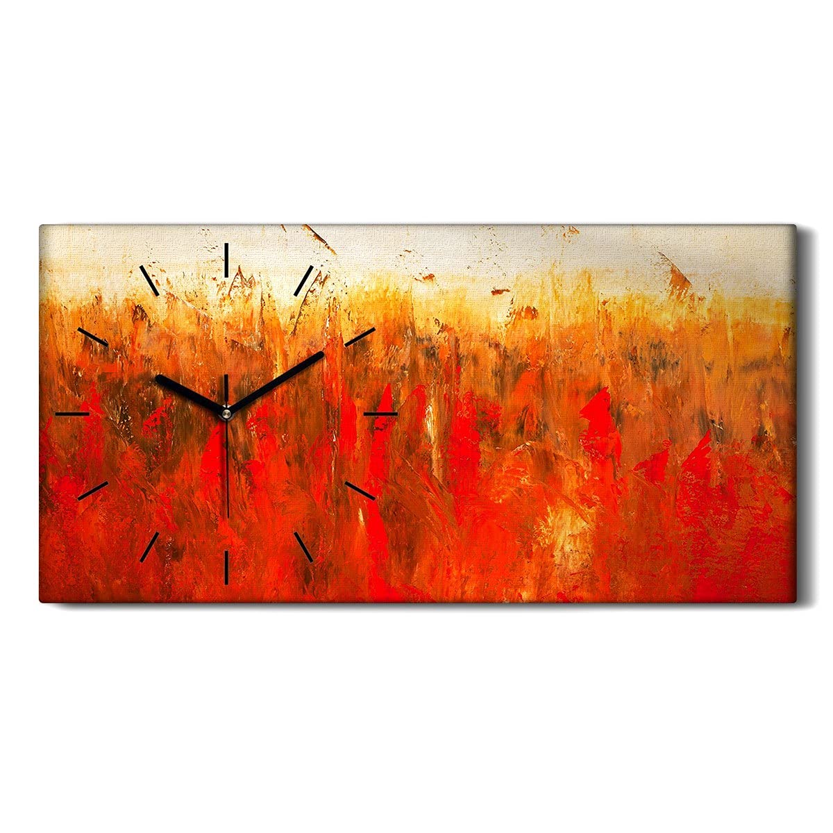 Horloge sur toile 60x30cm avec mains noires et design silencieux de style art moderne pour salon