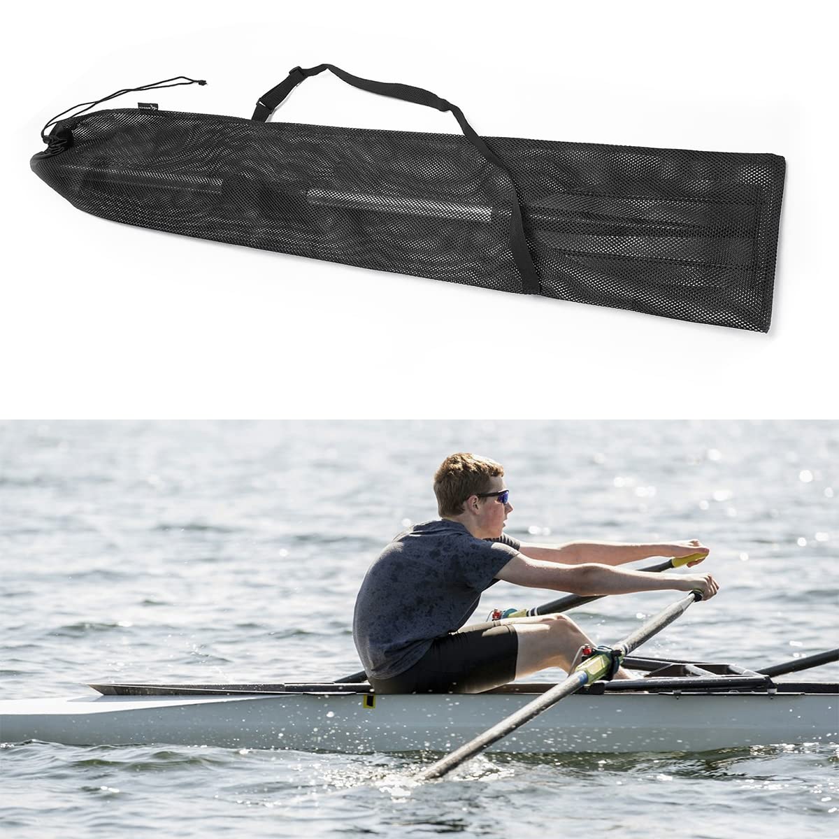 WANGCL Borsa per Paddle Kayak in Rete con Coulisse Tracolla Regolabile Portatile (2 Pezzi)