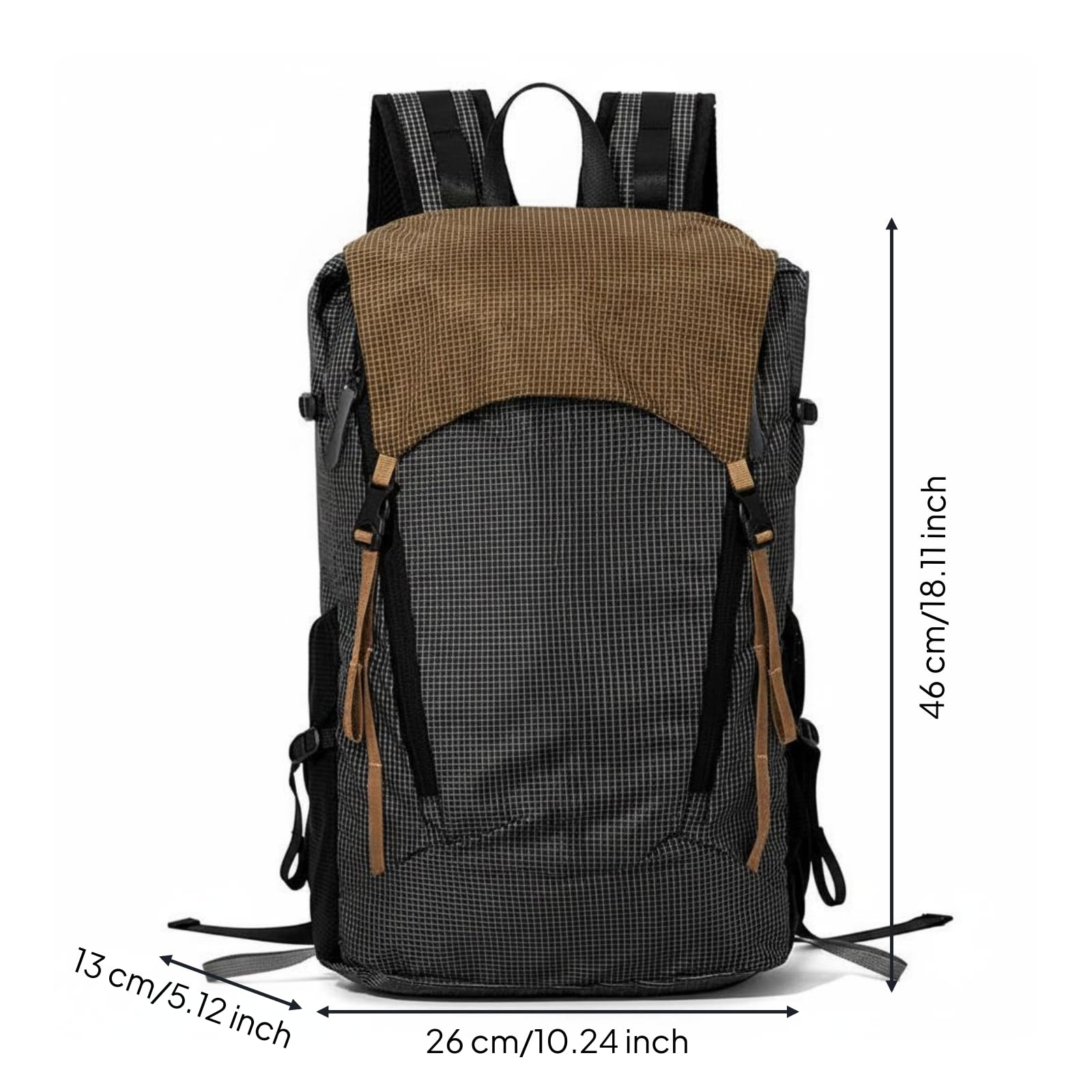 Baoblaze Zaino da Escursionismo Zaino da Trekking Zaino da Viaggio Zaino Giornaliero in Nylon E Finta Pelle con Struttura Stabile E Portabilità Confortevole, Marrone, color to 1