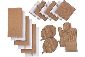 Absorbent Kitchen Linen 16-Piece Dish Towel and Mitt Set