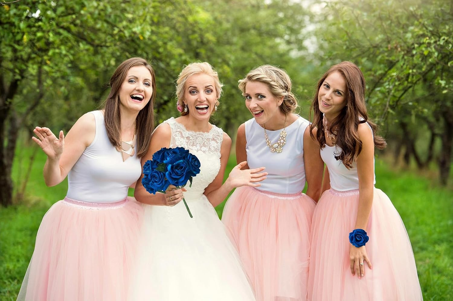 18PCS Blue Velvet Rose Fake Flower Heads Artificial Faux Flower Heads for Craft 4.3 Inch Fake Roses for Bridal Bouquet Bulk Cake Cup Cap Decoration Floral Arrangements
