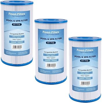 3 Pack Replacement Swimming Pool Pump Water Filter Cartridge Compatible For Bestway 3 & Intex Type A Or C Pool Water Filters