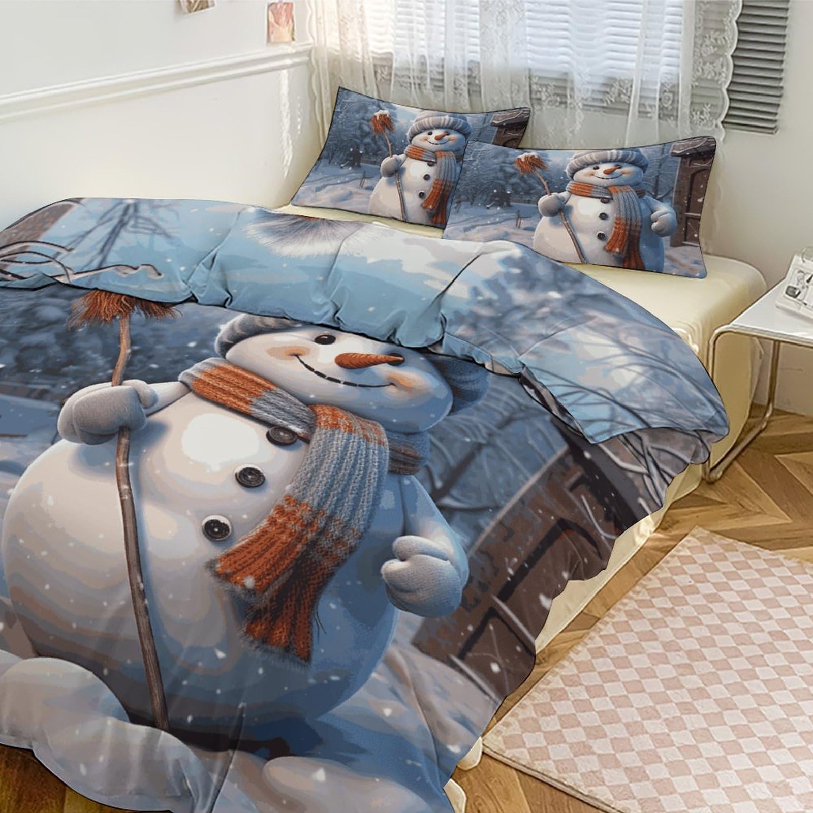 Couvre-lit épais bonhomme de neige et parure de lit king size