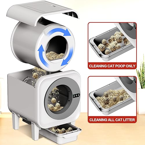 Miniatura 3 de Meowra Caja de arena autolimpiante para gatos, capacidad XL de 70 litros (18.9 x 21.7 x 24.0 in), control de aplicación WiFi, inodoro automático