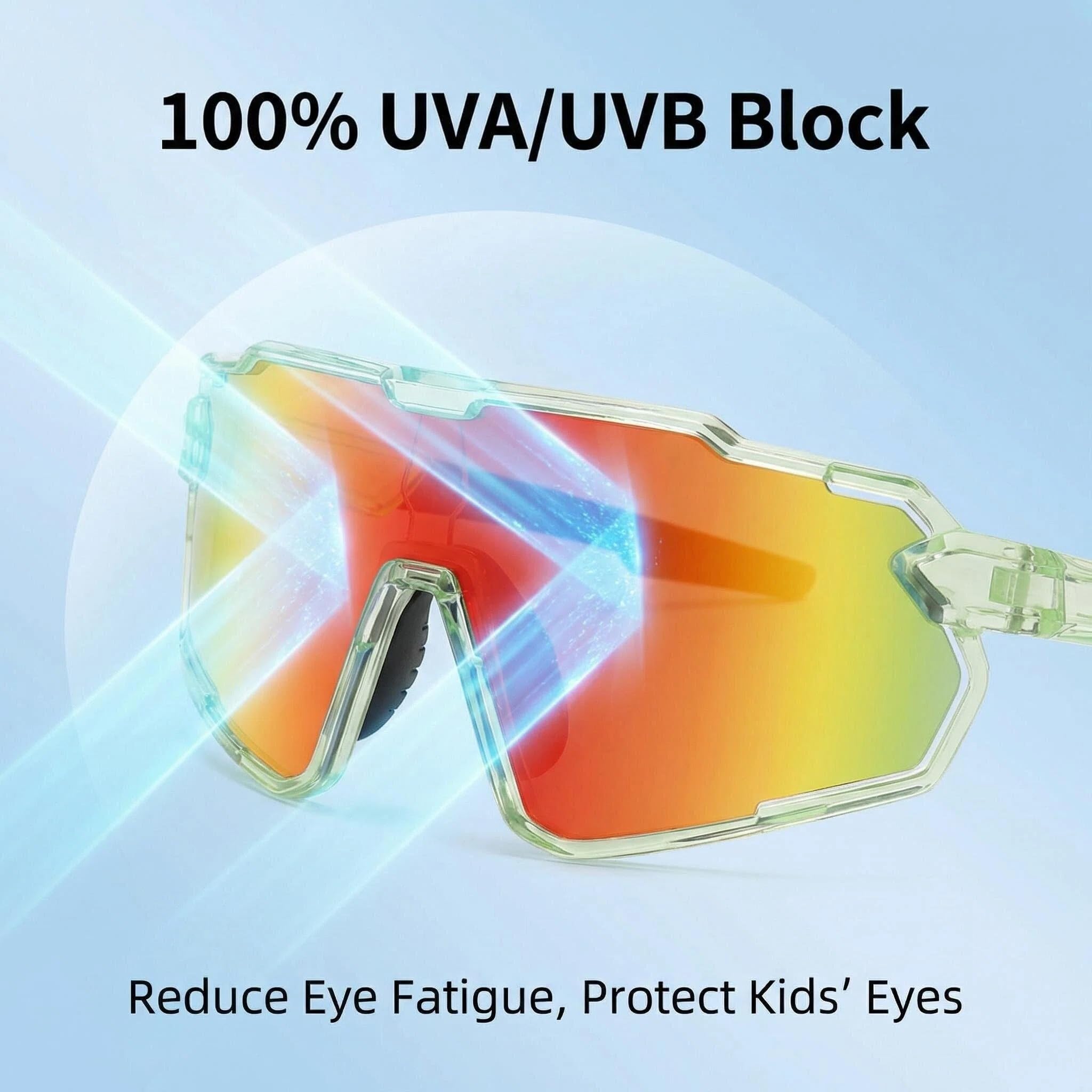 Polarisierte Sport-Sonnenbrille für Kinder, Jugendliche, Baseball, Radfahren, UV-Schutz, Sonnenbrille für Jungen und Mädchen, Alter 6–12 Jahre