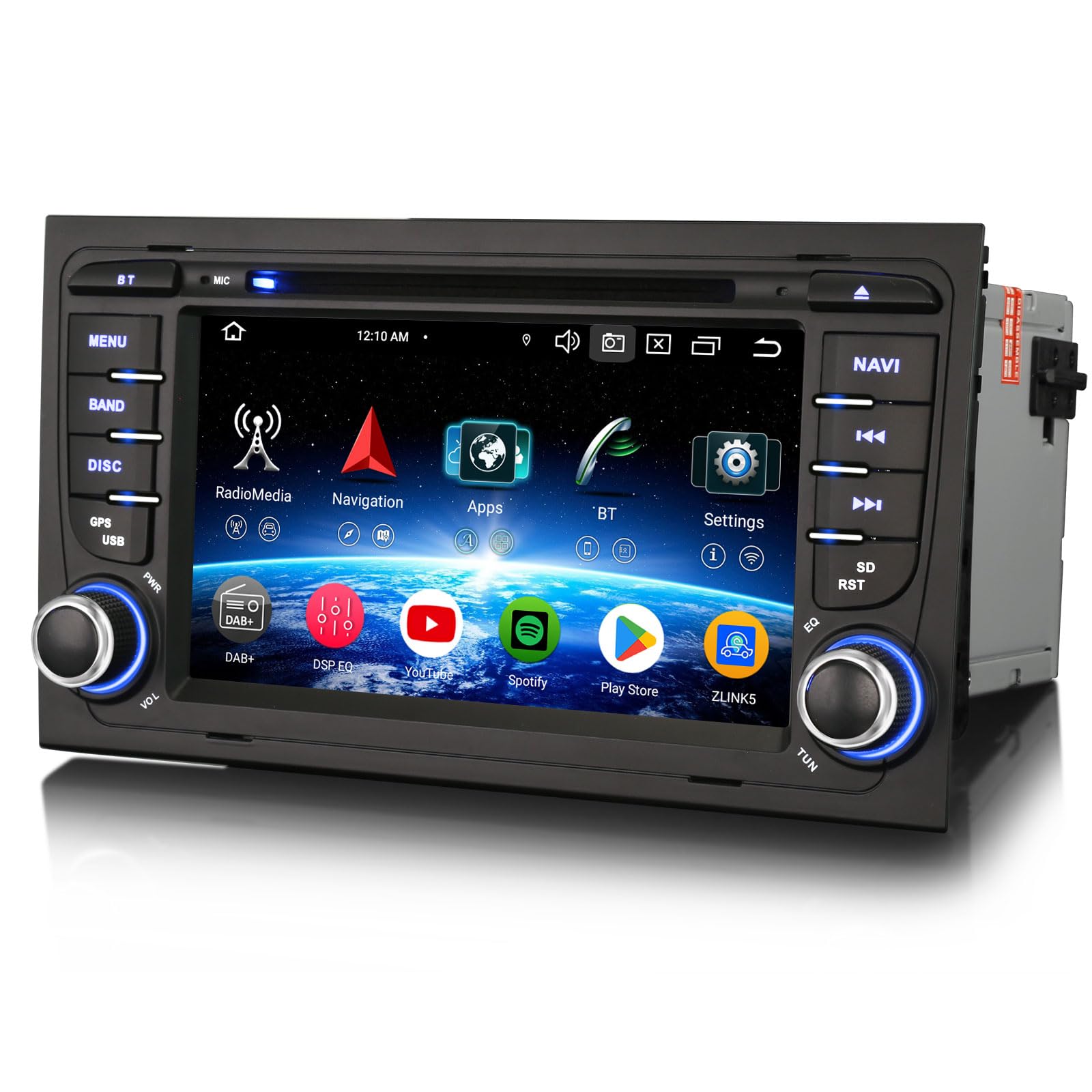 Erisin 8-Core 4GB+64GB Android 14 Autoradio 2 Din GPS Navigatore per Audi A4 B9 B7 S4 RS4 8E 8F RNS-E SEAT EXEO 7 pollici Schermo CarPlay Android Auto Bluetooth 5.0 WiFi 4G DSP DAB+USB CD DVD FM