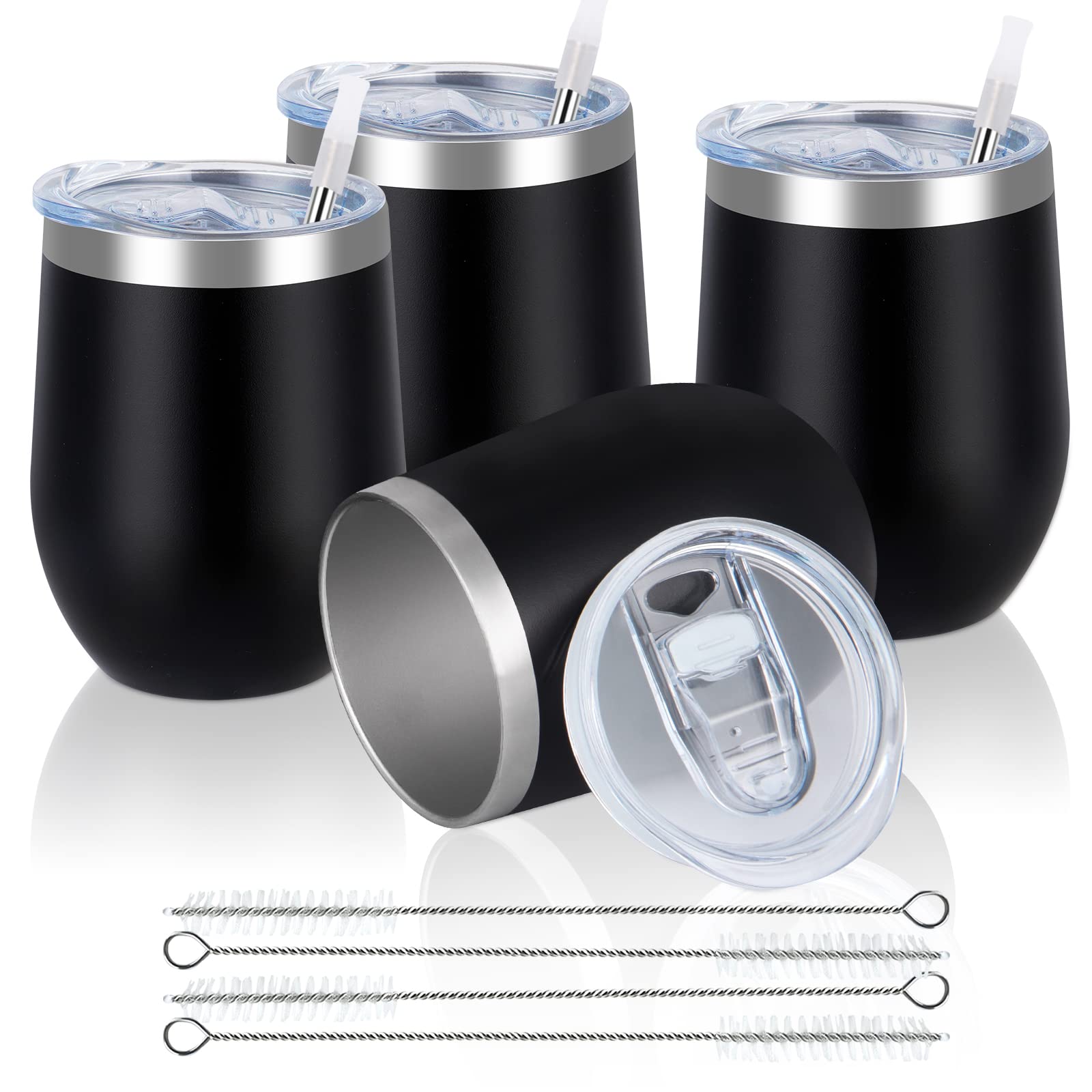 Reusable Coffee Cup, Double Walled -Insulated Travel Mug Vacuum Stainless Steel Wine Tumbler with Spill Proof Lid
