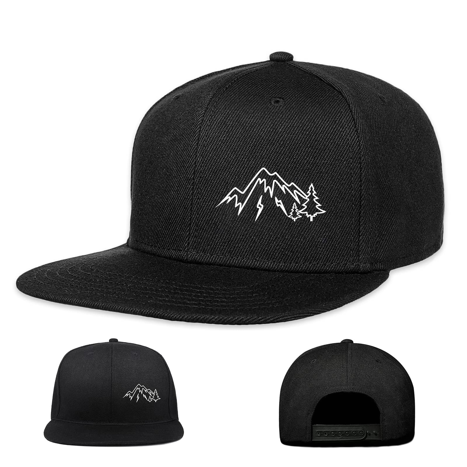 NegiSnapback Hats for Men Fitted Mountain Gaming Trucker Dad Black Flat Bill Adjustable Baseball Cap Brim Gorras Para Hombres Originales Snap Backpack Gift Dad Husband Boy Friend Brother Grandfather