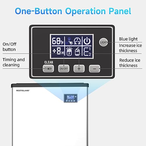 Miniatura 10 de RESTISLAND Máquina comercial para hacer hielo, 270 libras24 horas, contenedor de almacenamiento de 48 libras, acero inoxidable, luz azul,