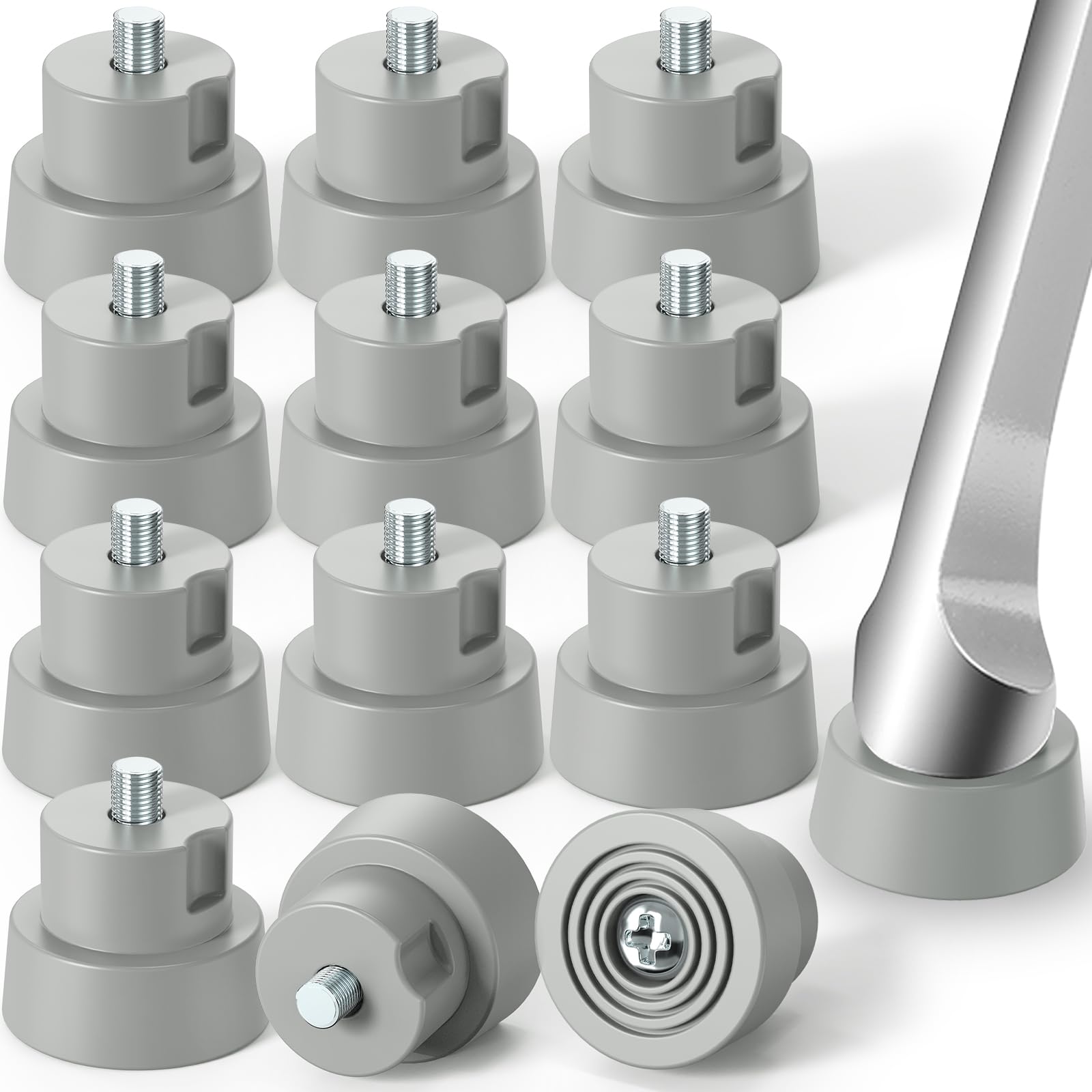 12-Pack Door Stopper Replacement Rubber Tips, Heavy Duty Kickdown Door Stop Tips Repair Set for Kickdown Drop Down Door Stop Holder Ribbed Rubber Foot Door Stop Tips