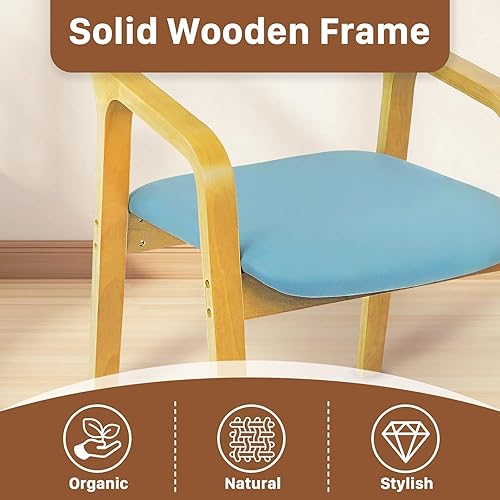 Miniatura 8 de CLATINA Silla de comedor con pies ajustables, silla de piel sintética para cocina, sala de estar, comedor con patas de metal resistentes, modernas