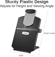 Vista 3 de Staples Soporte de plástico para documentos con clip y barra guía, negro, soporte de copia para escritorio, soporte de papel ajustable