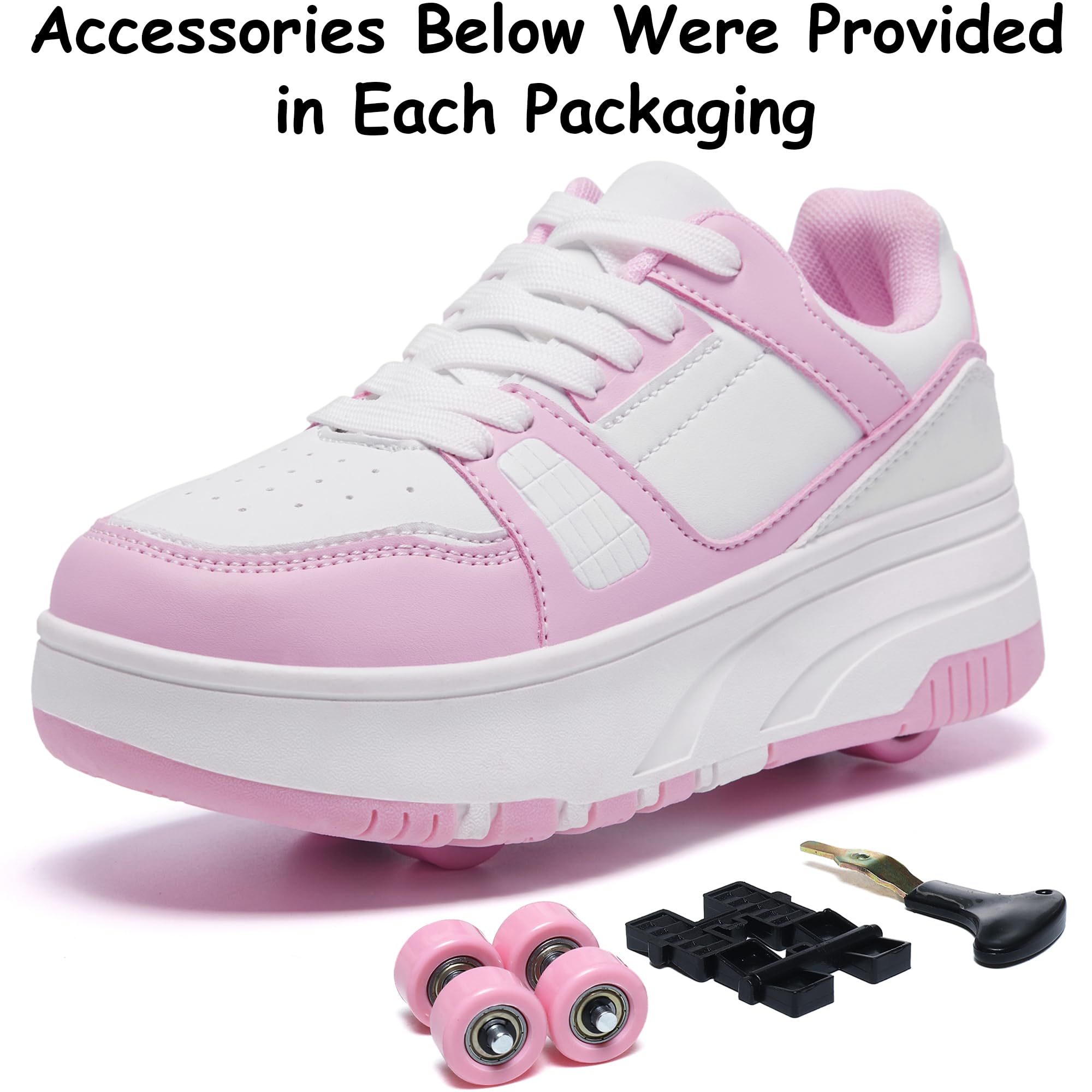 ANEFUN Ragazzi Ragazze Scarpe con Ruote Pattini Pattinaggio Bambini Pattini a Rotella Scarpe con 4 Ruote Rimovibili Comfort Sport Outdoor per Bambini