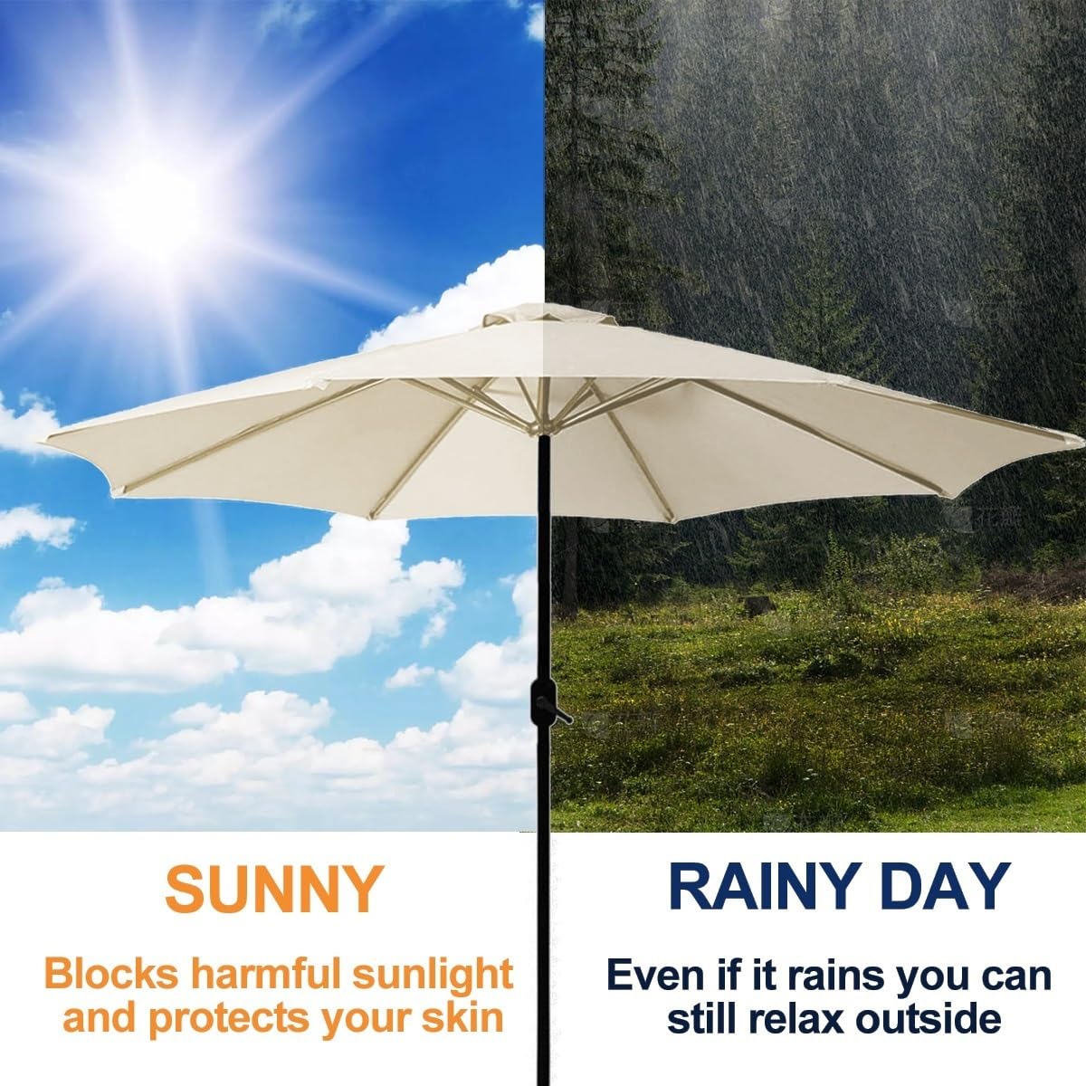 Pokrowiec na parasol Φ2M/Φ2,7M/Φ3,0M, wodoodporny i oddychający, do żeber 6/8, idealny do basenu na patio, plaży lub jako trwałe schronienie na zewnątrz.
