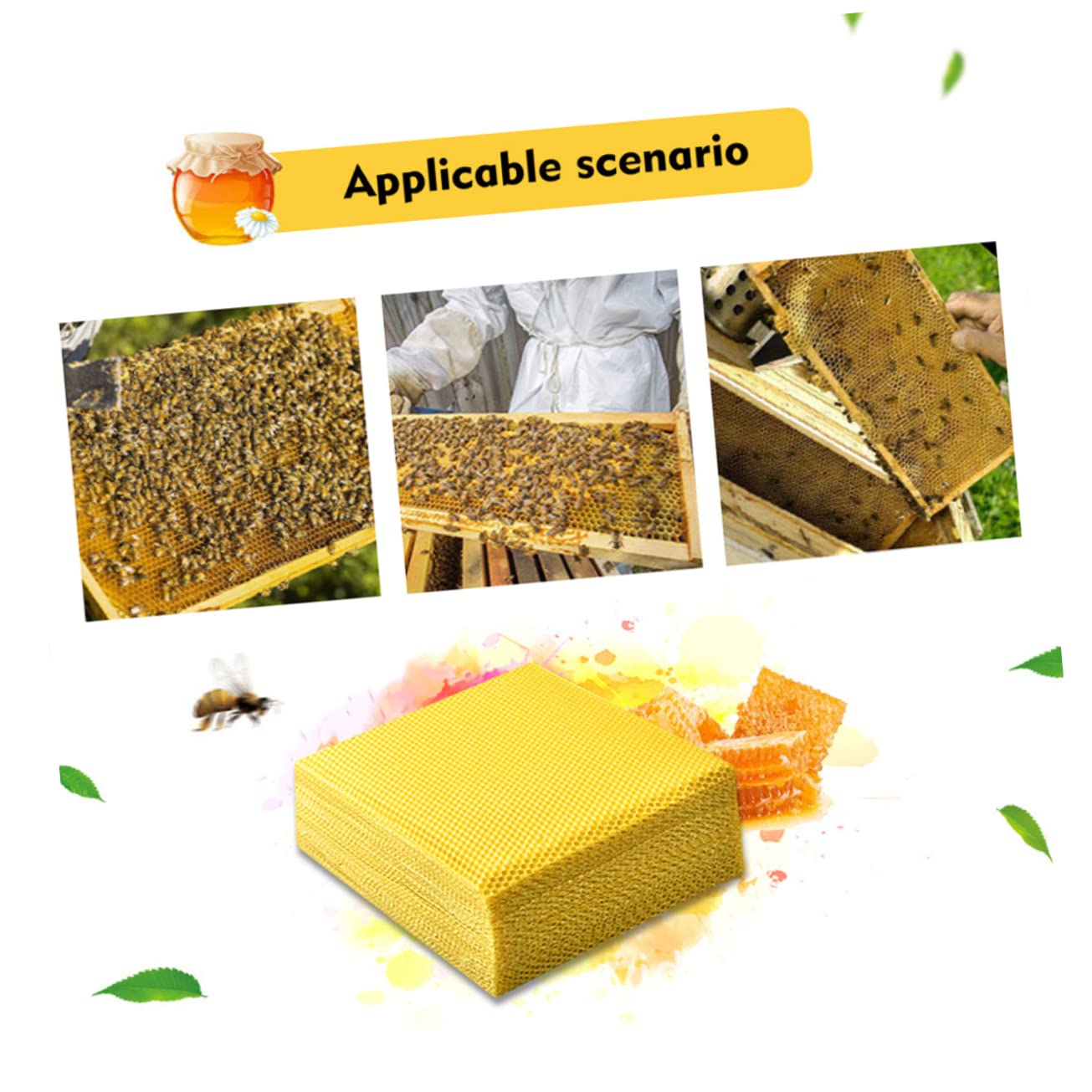 Fogli di Fondazione per in Cera d'Api, 30 Pezzi, Gialli | Fondazione Beehive, Forma Semplice, Accessori per D’Api, Pratica per Risparmiare in Arnia