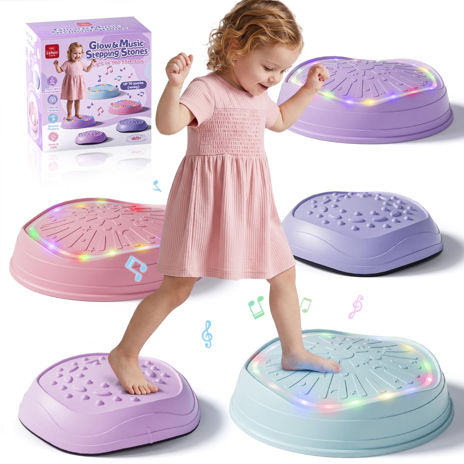 Lehoo Castle Kids Light Up Musical Stepping Stones Sensory Balance Toys