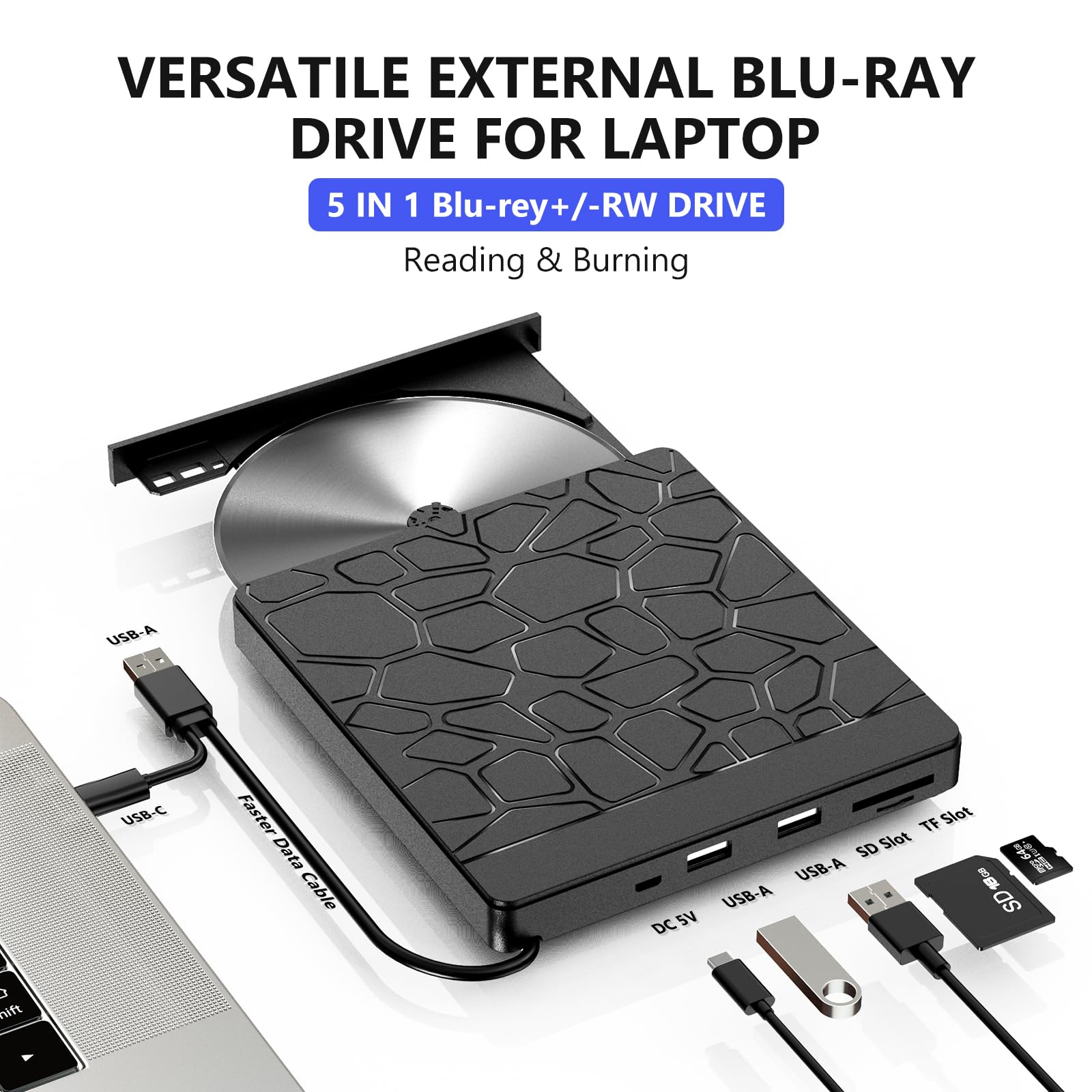 Amazon.com: YUNINFANG External Blu-ray Drive for Laptop - DVD/CD