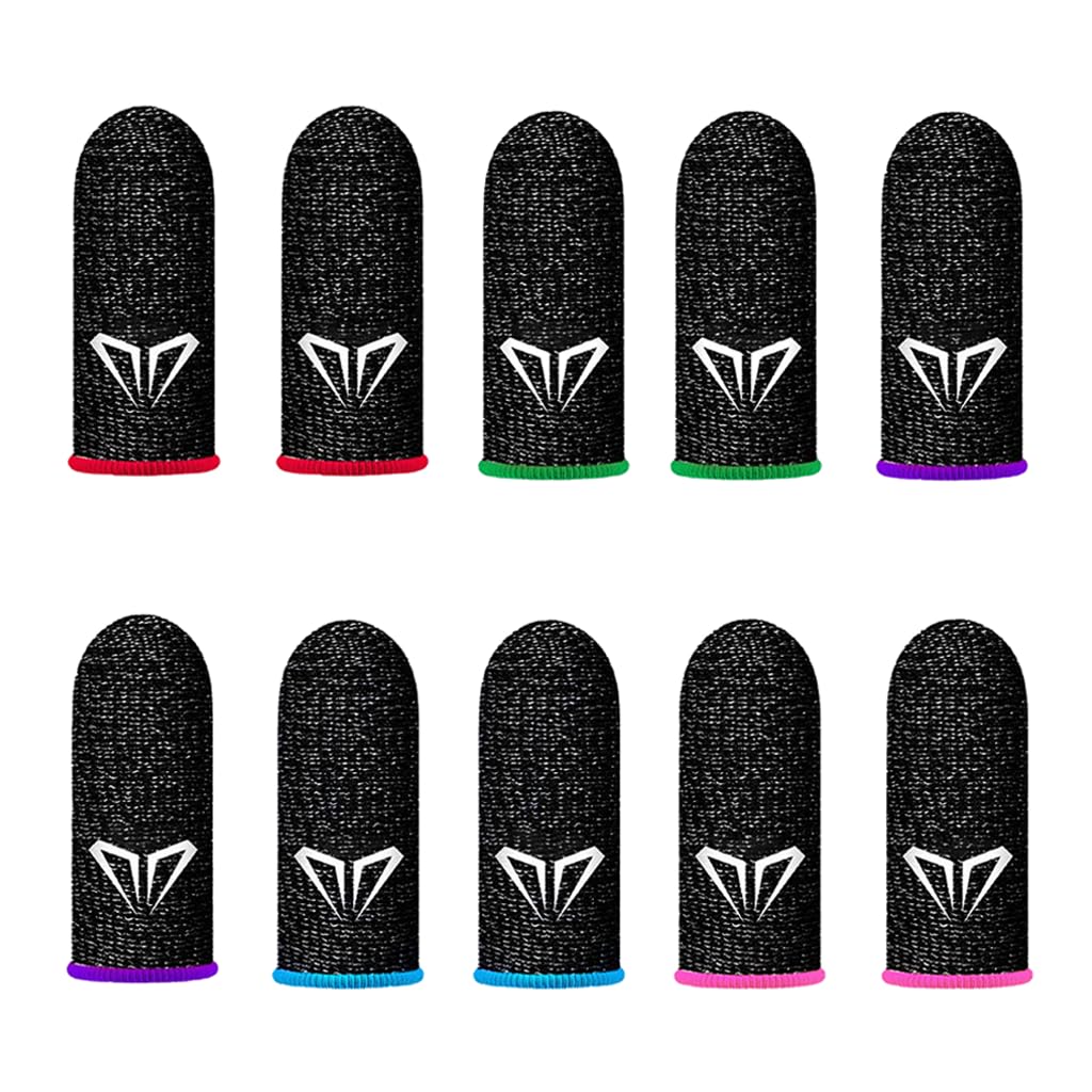 10x Doigtiers Jeux Mobile Respirant Anti-Transpiration Finger Sleeve Écran Tactile Haute Sensibilité pour Gants Doigt Gamer Fibre Argent 5 Paires Multicolores Rouge Bleu Vert Violet Rose