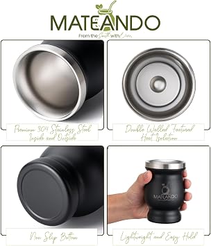 Stainless Steel Yerba Mate Cup Set with Bombilla Beginner-Friendly Mate Starter Cup, Easy to Clean, Modern Design for Everyday Use
