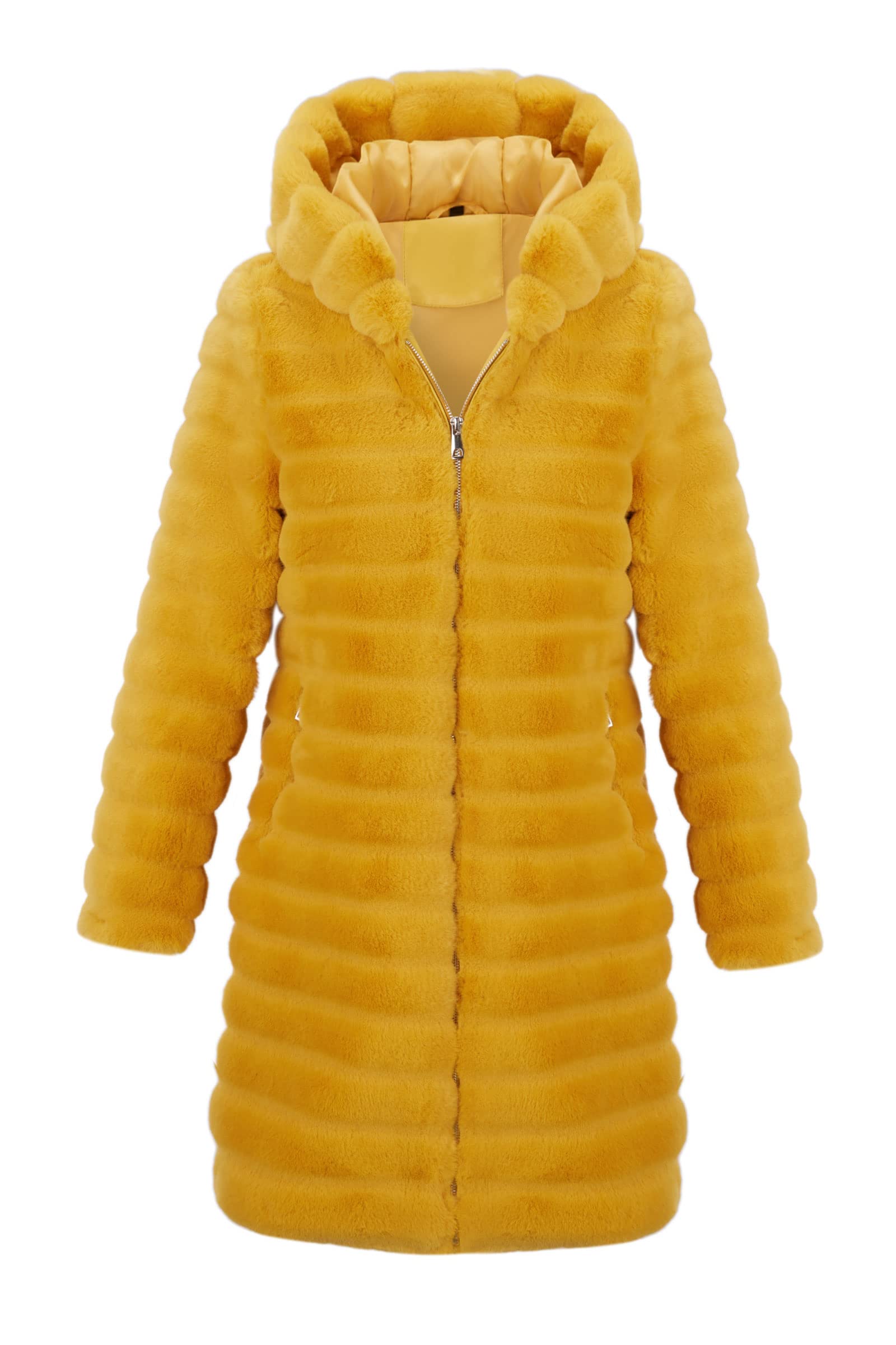 RISISSIDA Long Hooded Faux Fur Coat