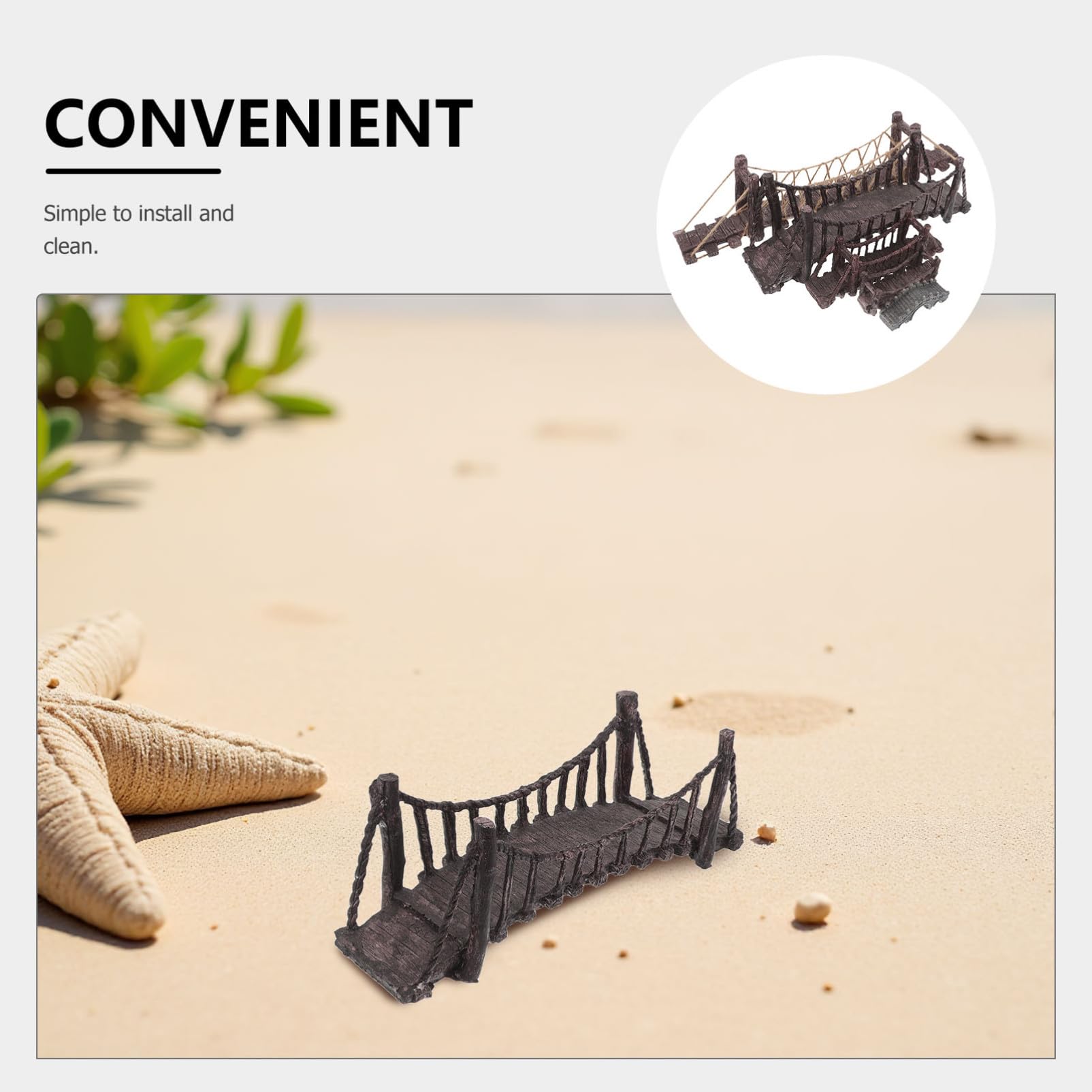 5 Pièces Mini Pont Suspendu Résine pour Jardin de Fées Accessoires Résistants à Eau pour Décoration Aquarium et Micro Paysage