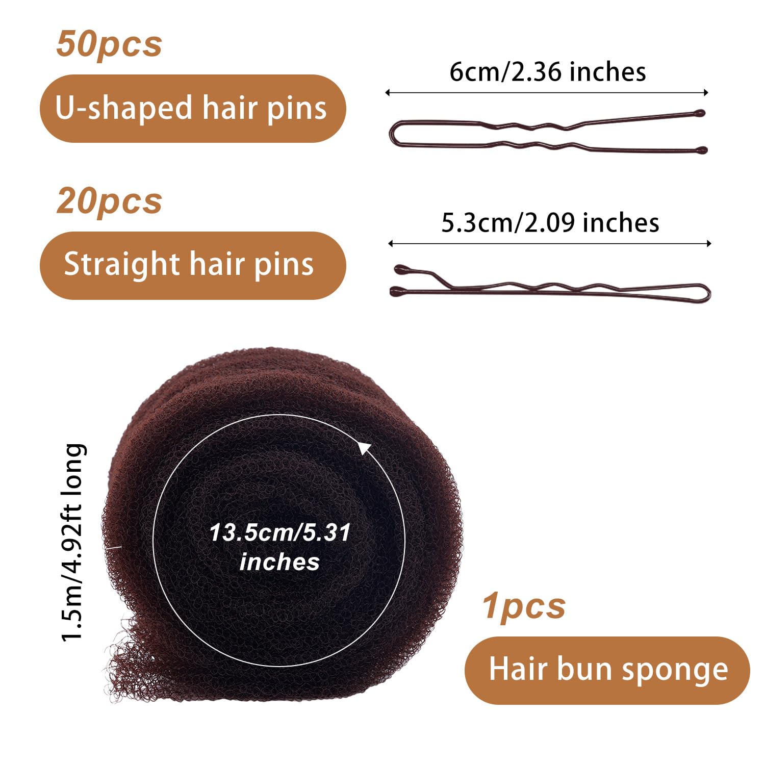 Hair Sponge for Updo 4.92ft Long Hair Padding Updos Hairs Filler Bun Maker Bumps Volume Insert Styling Tool for Women Men Instant Buns & Voluminous Updos (Brown) - Image 2