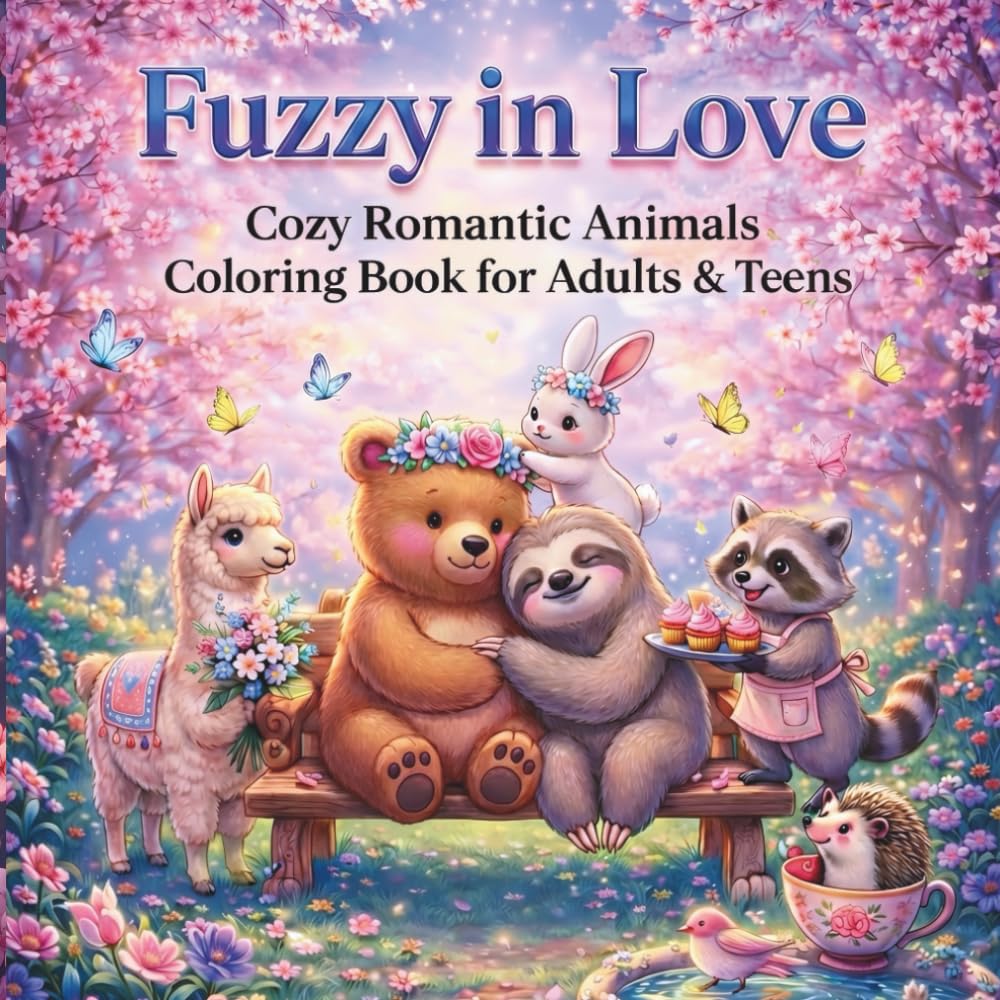 Fuzzy in Love: Cozy Romantic Animals Coloring Book for Adults & Teens: Romantic & Cozy Animal Couples Coloring Book for Adults — 35 Cute Designs for Relaxation, Love & Stress Relief