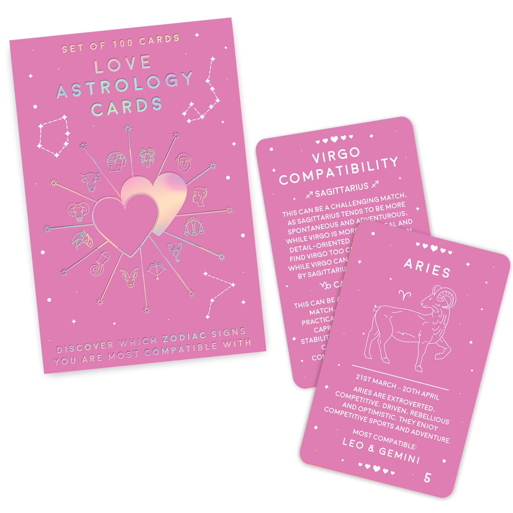 Gift Republic Love Astrology Cards | Understanding Zodiac Signs in Relationships, Pink