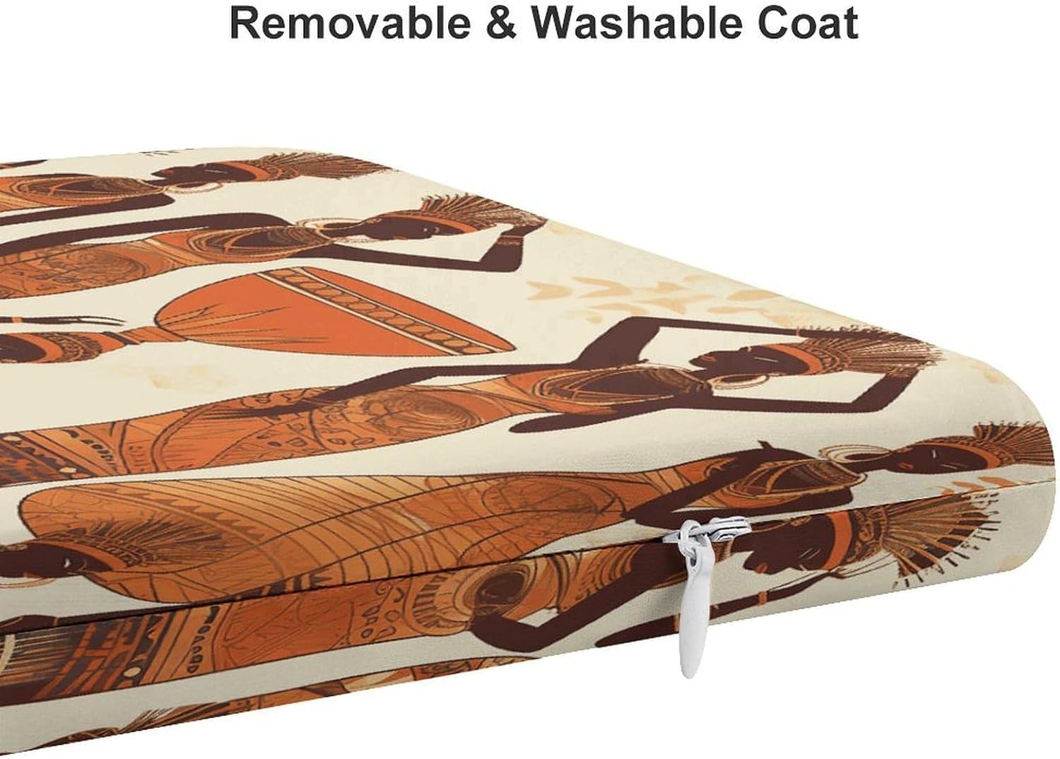 African Tribal Woman Chair Cushion Floor Pillow Stool Cushion | Cushions with Removable Cover with Square Memory for for Chair Living Room Balcony Office Sofa,13.8*15*1.2 Inch