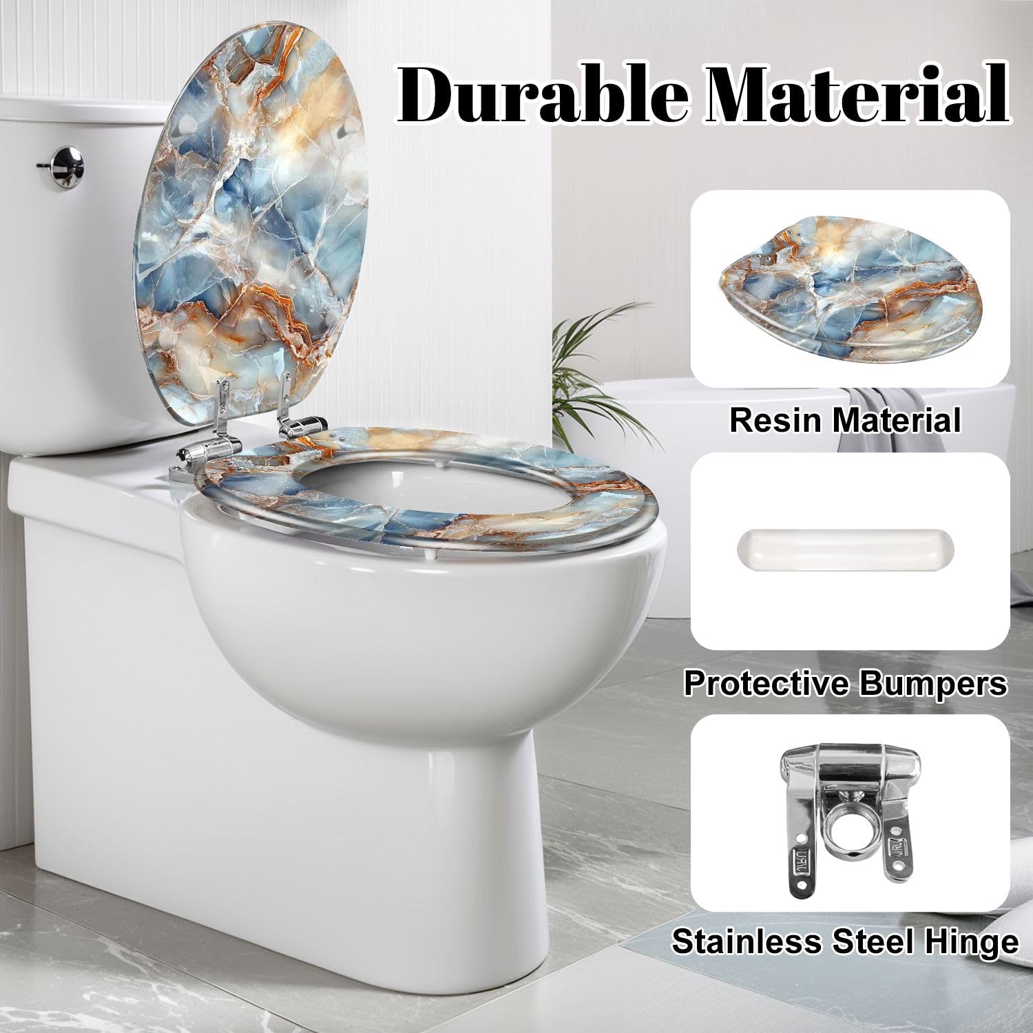 Asiento de inodoro alargado de resina para baño