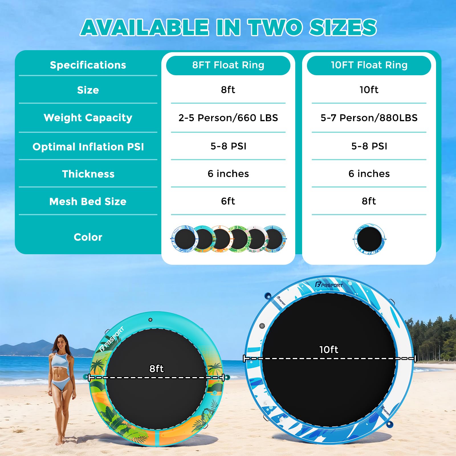 Sunchill Float Platform 240/300 cm Plataforma Flotante Hinchable para 2-5 Personas, Muelle Redondo con Red Reforzada Heavy Duty, Hamaca Acuática, Isla Flotante para Piscina, Playa y Mar