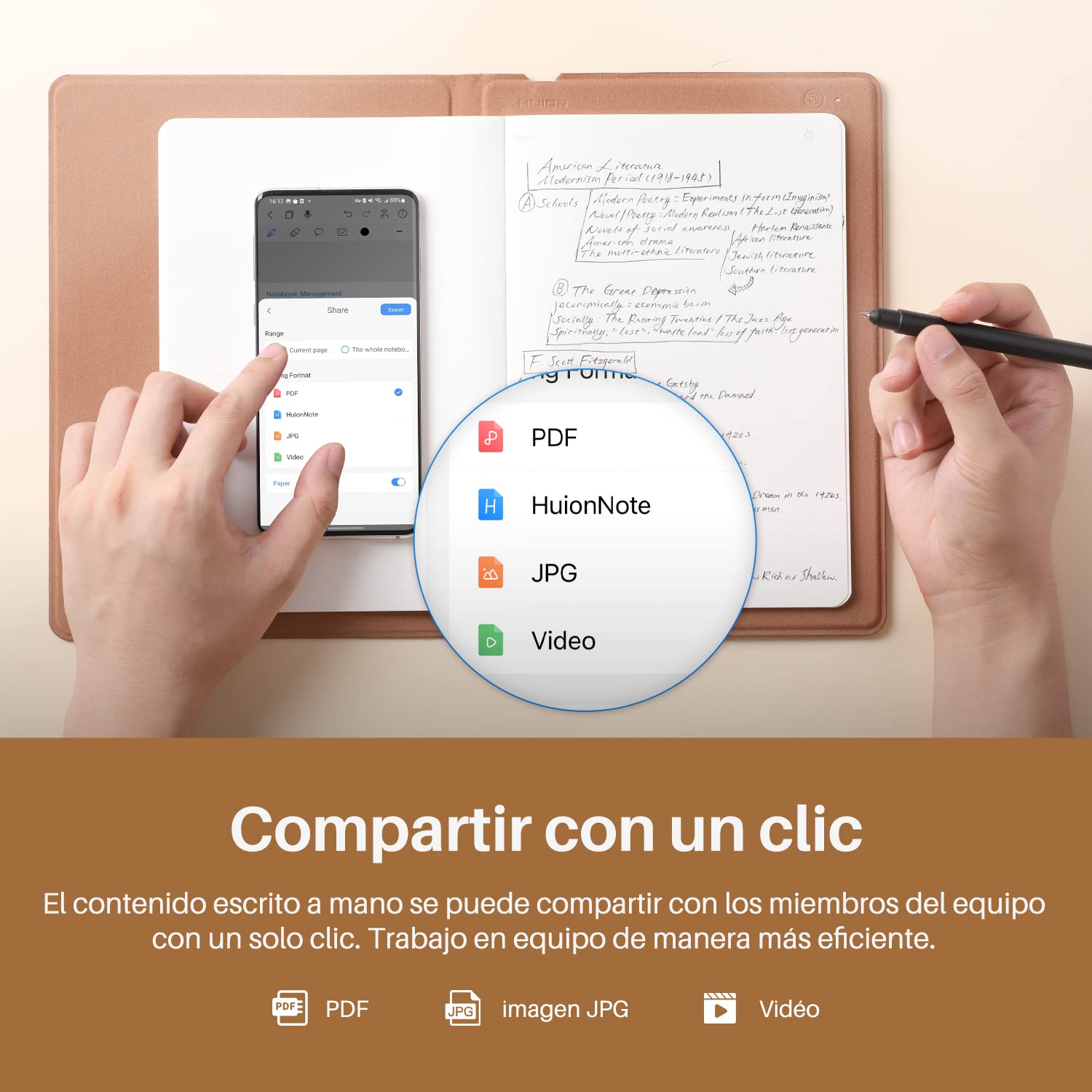 Huion Note X10 - Smart Digital Notepad Notepad Smart Notebook Bluetooth 5.0 con 8192 Niveles de Presión para Tomar Notas y Bocetos Compatibles con Android/iOS/Windows/MacOS/Linux