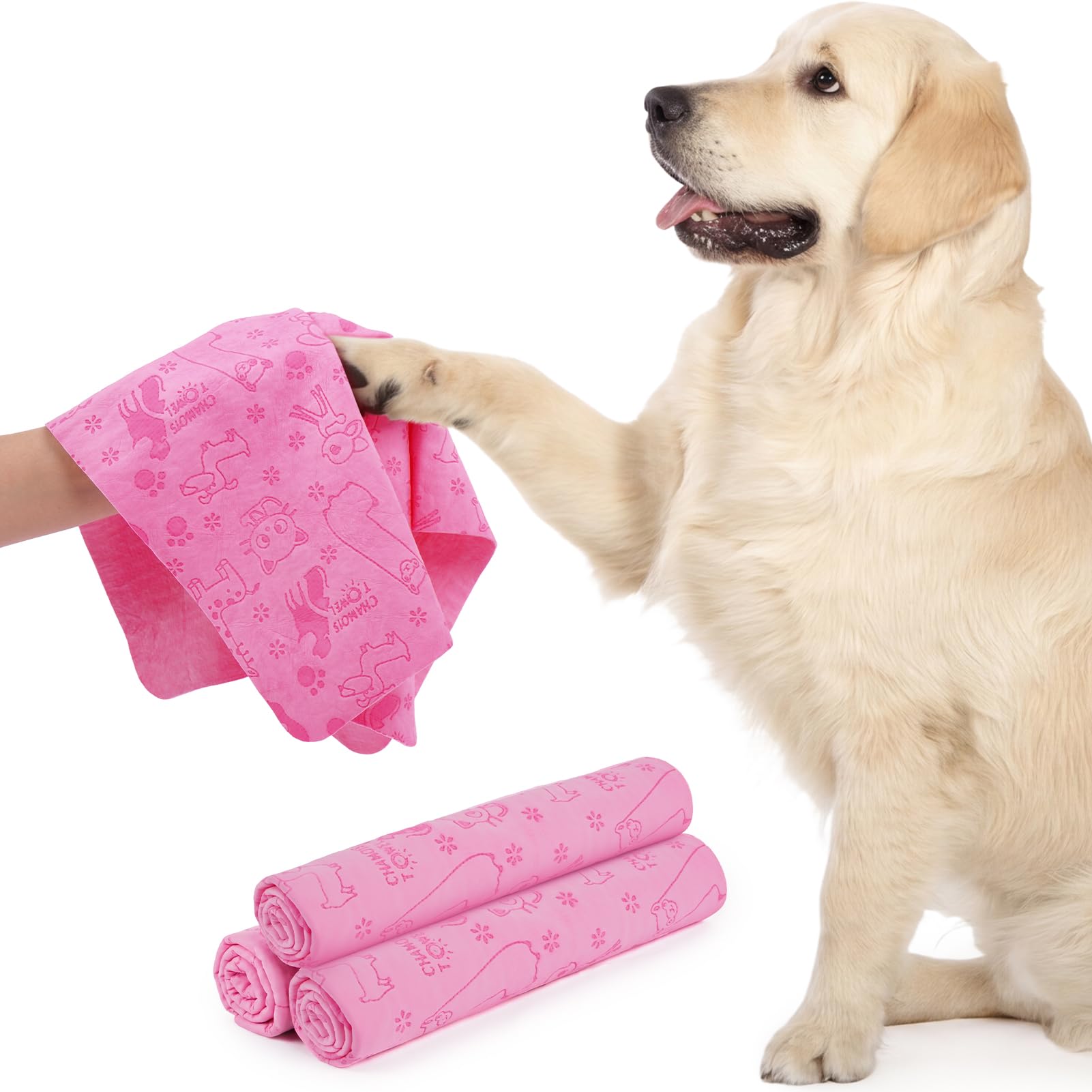 Dog Paw Towels 3 Pack, Reusable PVA Pet Drying Towels for Muddy Paws