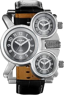 Men's Big Face Unique Military Quartz Three Analog Dails Wrist Watch Stainless-Steel Metal Mesh Clock Durable Sub Dials for Man Oversize