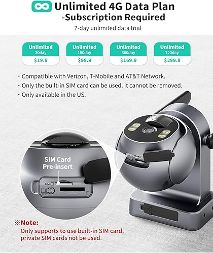 Miniatura 3 de LIWAN Cámara de seguridad celular inalámbrica 4G LTE para exteriores, cámara de seguridad solar sin WiFi, cubierta completa de 360, visión nocturna