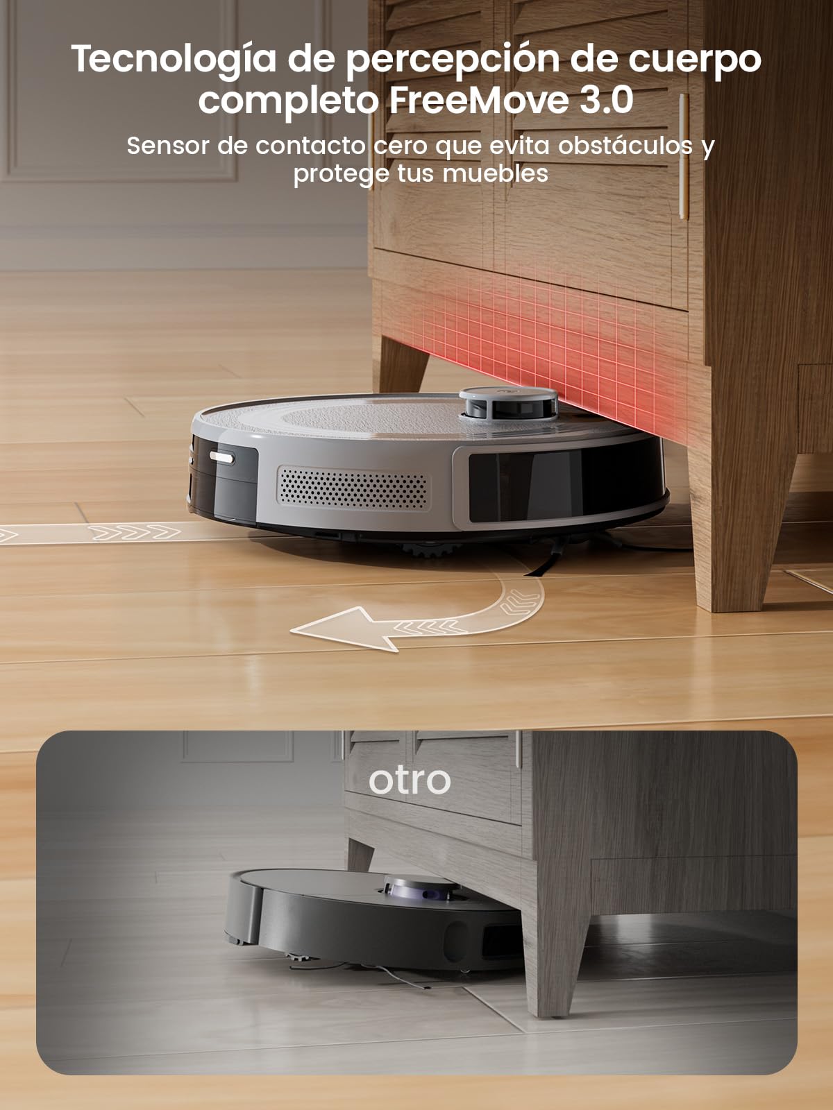 Lefant M2 Robot Aspirador y Fregasuelos 6000Pa, 160min Automático,Navegación Láser, Evitación PSD, Limpieza Personalizada, App/Alexa/WiFi, Ideal para Limpiar Mantas y Pelos Mascotas