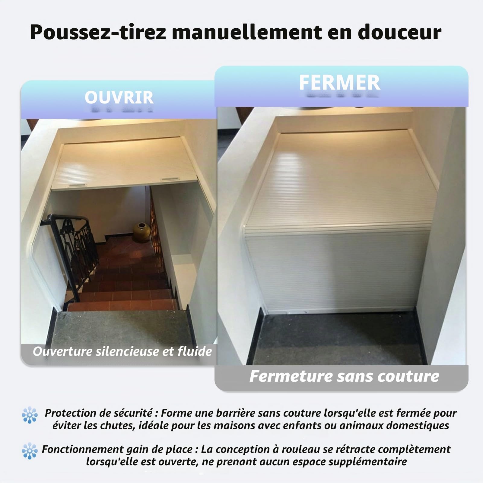 Volet Roulant Manuel Porte à Tambour Verticale/Portes pour Cuisine d'extérieur, Porte de Cabanon Enroulable, Compacte, Rétractable et Antivol, Portillon de Remplacement(W60xH60cm/24x24)