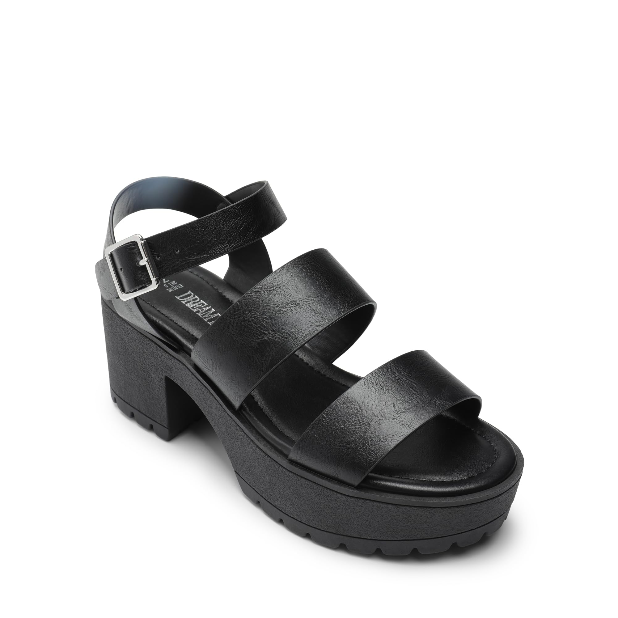 DREAM PAIRS Platform Heels for Women Lightweight Chunky Open Toe Stylish Comfortable Fisherman Sandals with Adjustable Ankle Strap: 8 Black
