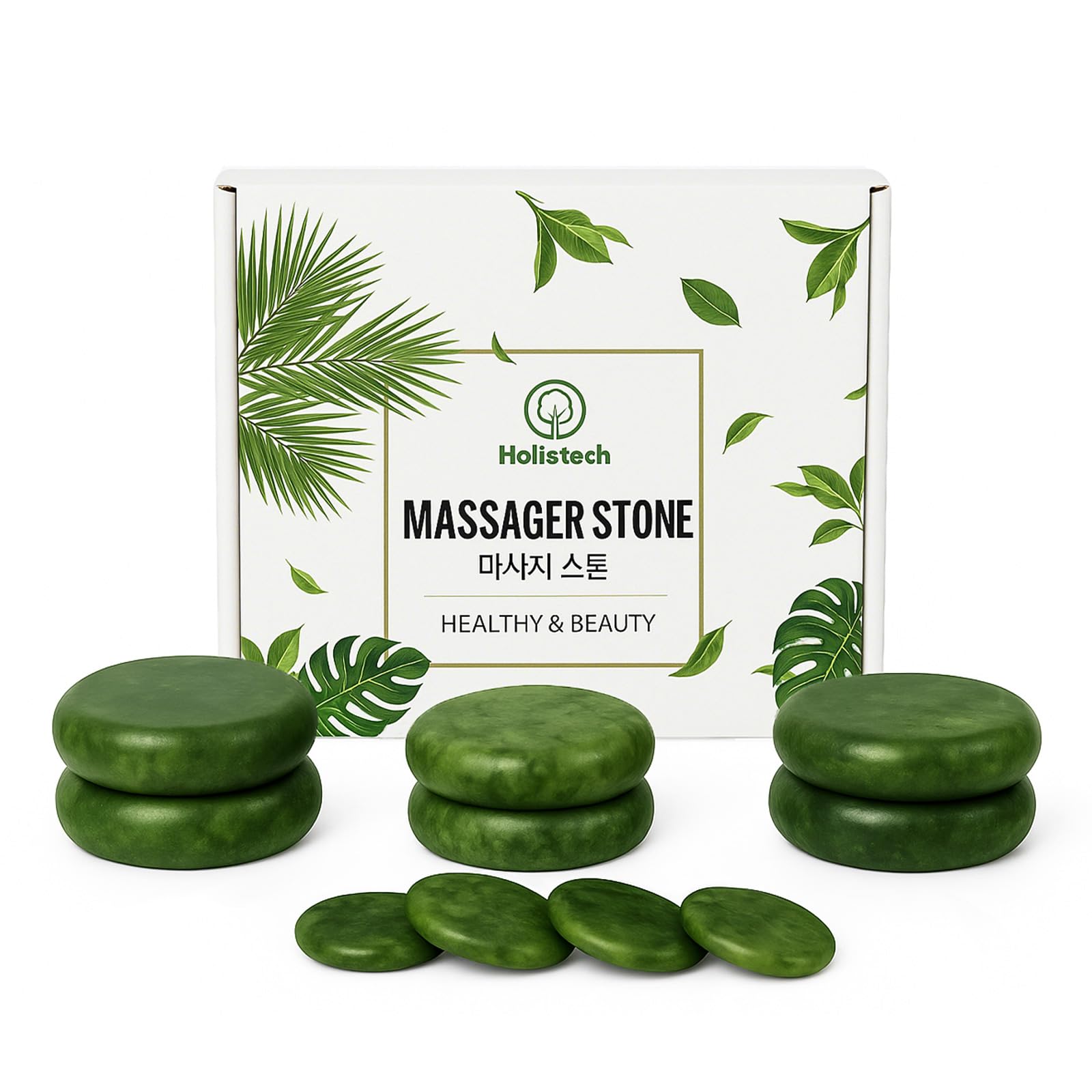 Lot de 10 pierres de massage à l'olivine - Pierres chaudes en pierre volcanique pour spa, massothérapie et relaxation profonde