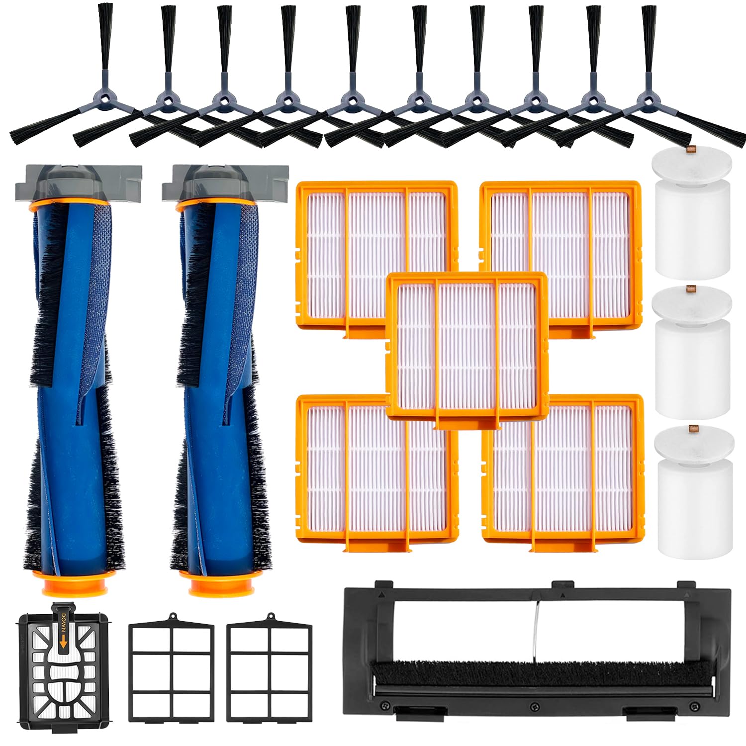 Replacement Parts for Shark AI AV2511AE AV2501S AV2610WA AV2501AE RV2502AE RV2610WA UR2500SR RV2520 AV2510 Accessories Kit :Main Roller Brush/Cover HEPA Filters Foam/Primary Filter Sweep Side Brushes